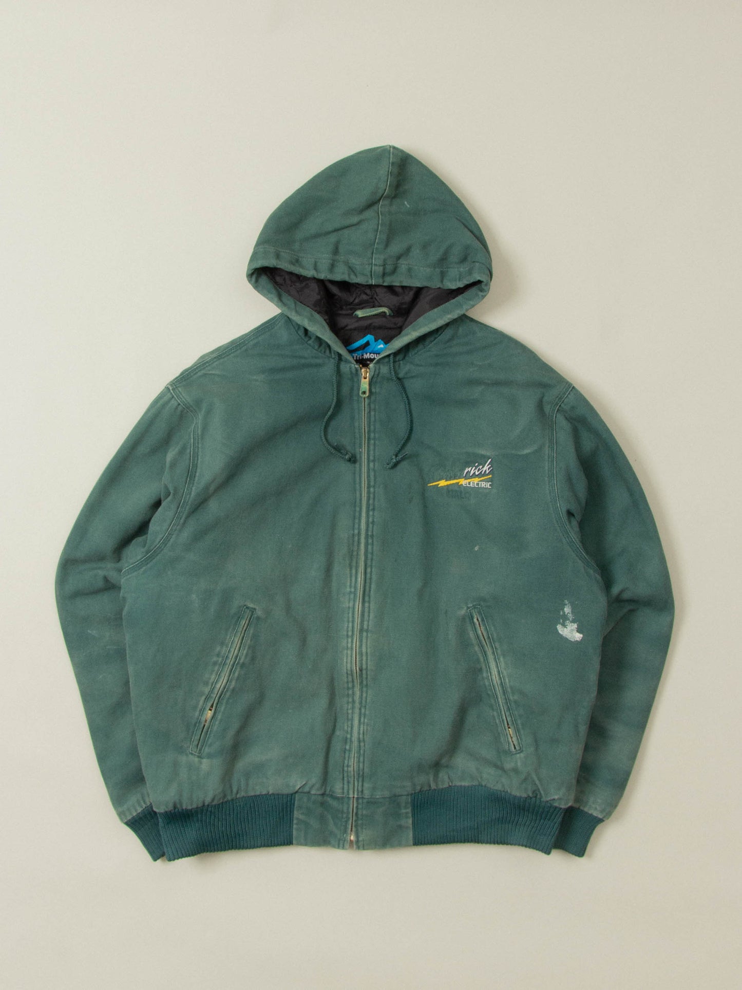 Vtg 1990s Green Hooded Canvas Work Jacket (L)