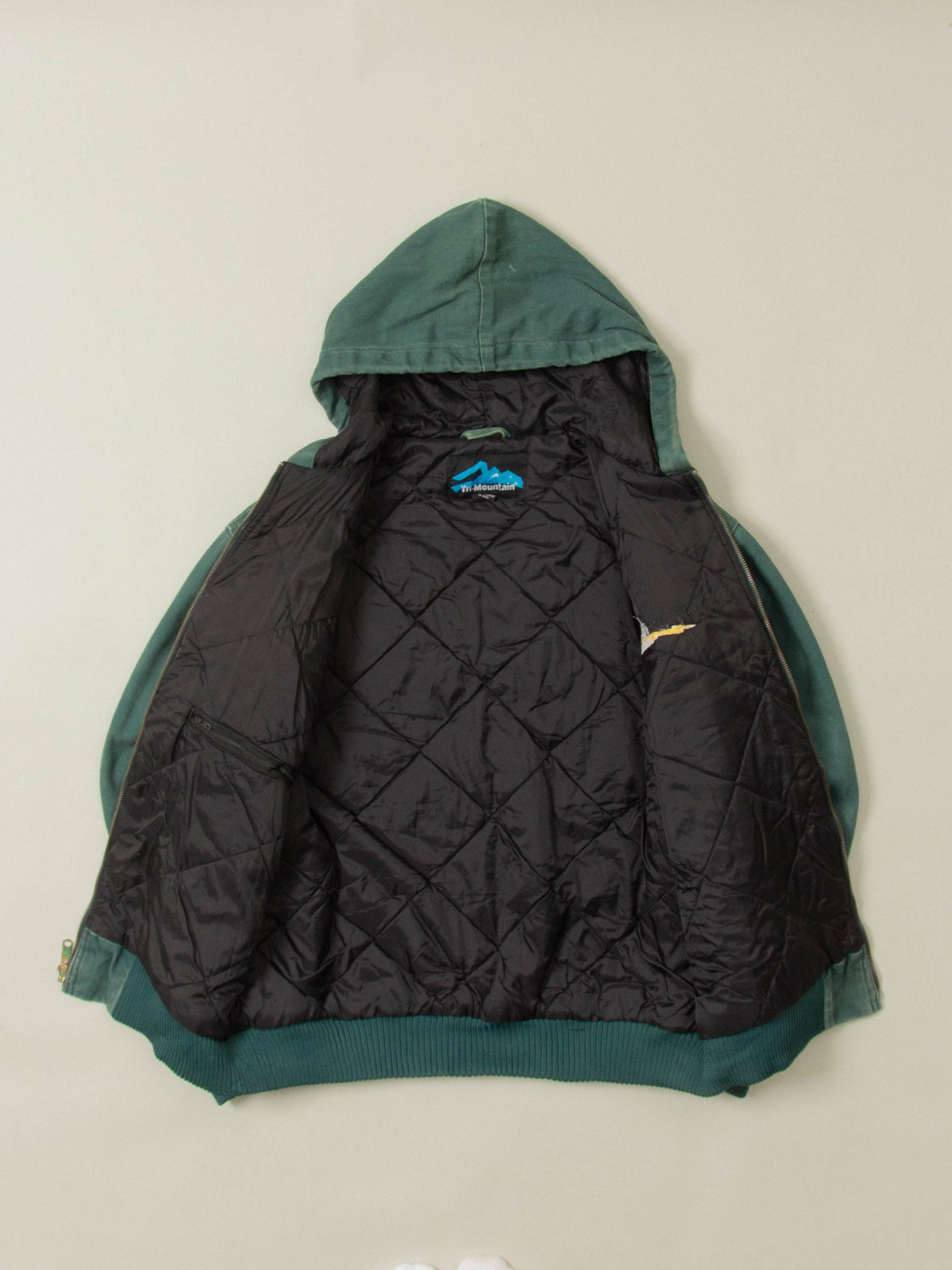 Vtg 1990s Green Hooded Canvas Work Jacket (L)