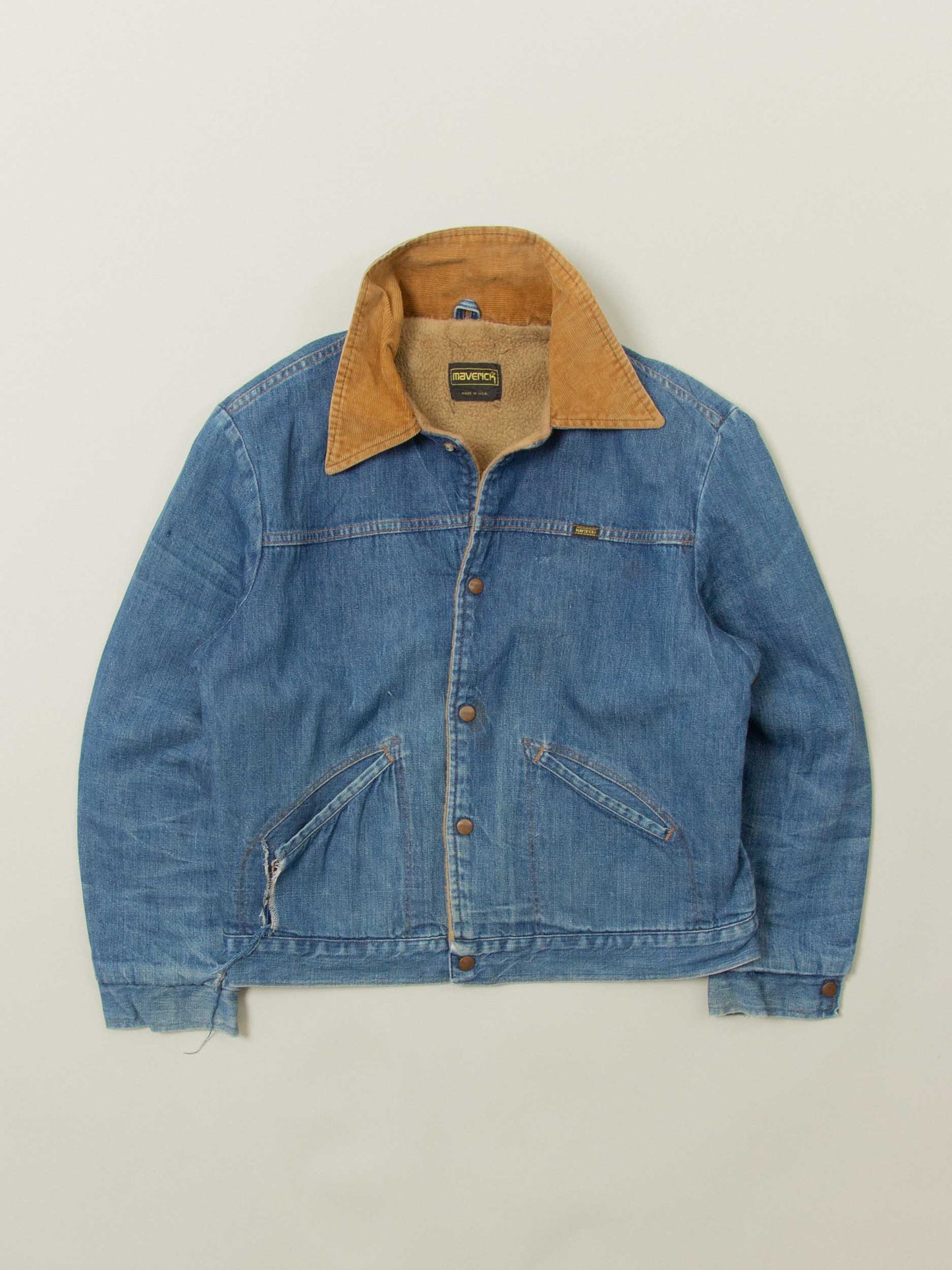 Vtg 1970s Maverick Lined Denim Jacket – Made in USA (S/M)