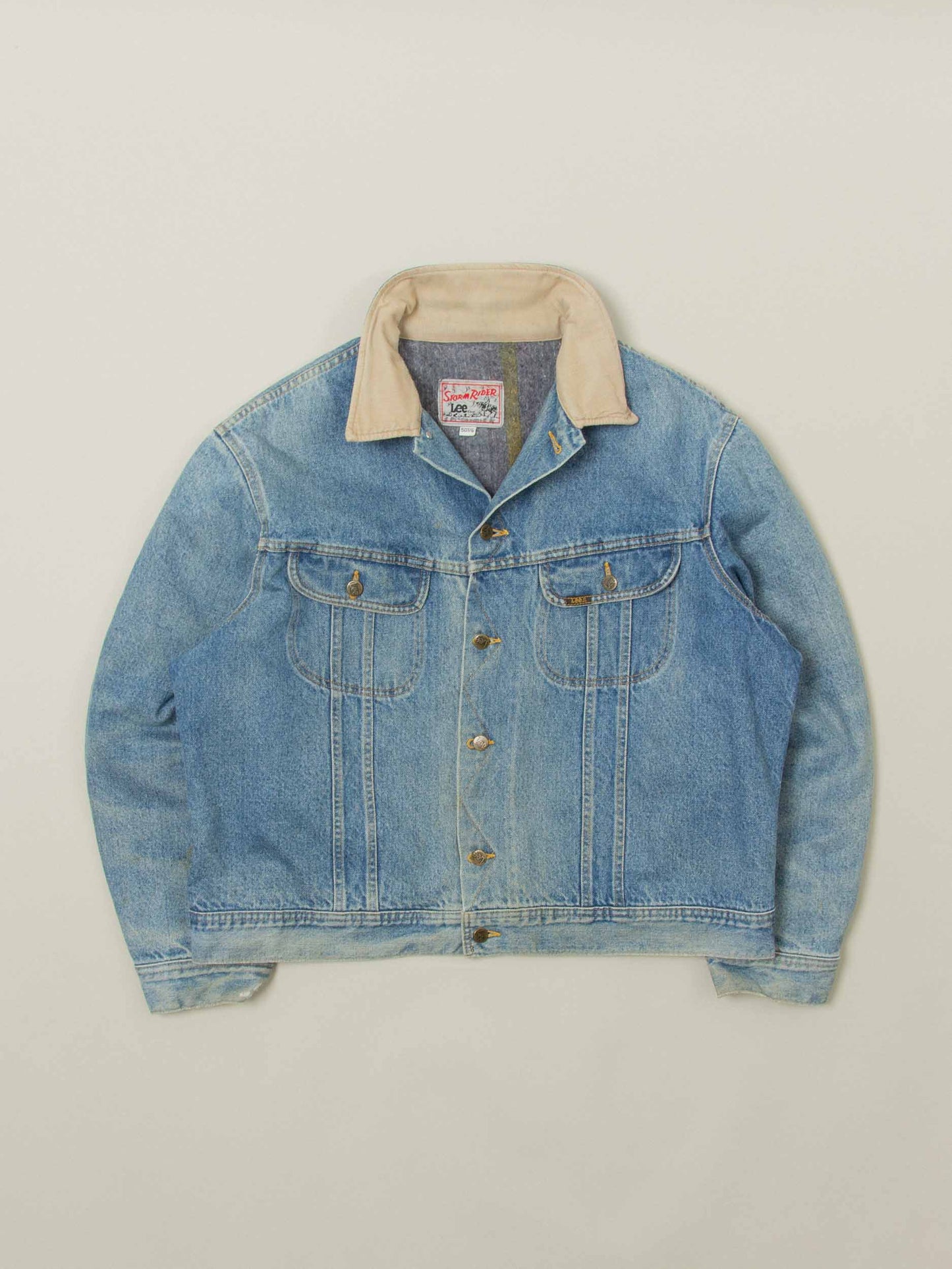 Vtg 1980s Lined Lee Storm Rider Denim Jacket (XL)