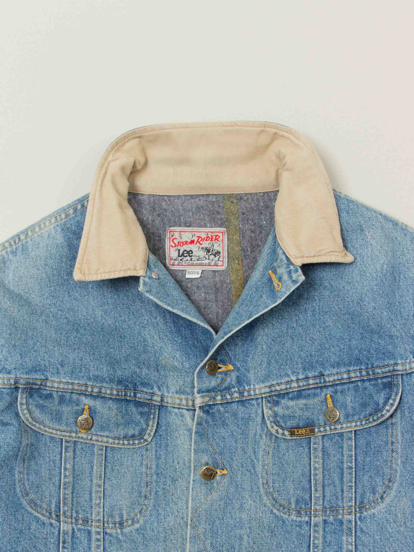 Vtg 1980s Lined Lee Storm Rider Denim Jacket (XL)
