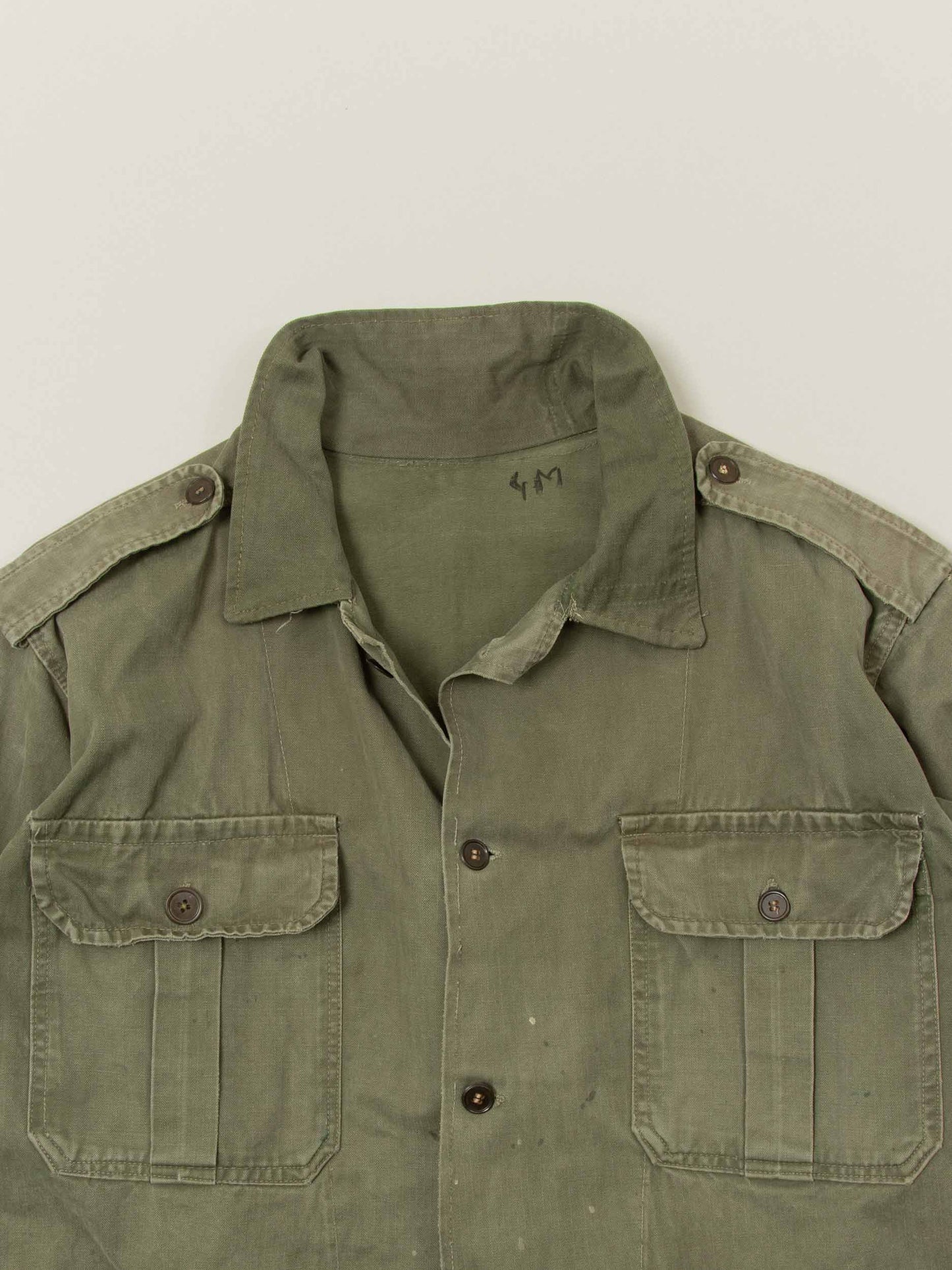 Vtg 1960s Greek Army HBT Shirt / Jacket (M/L)