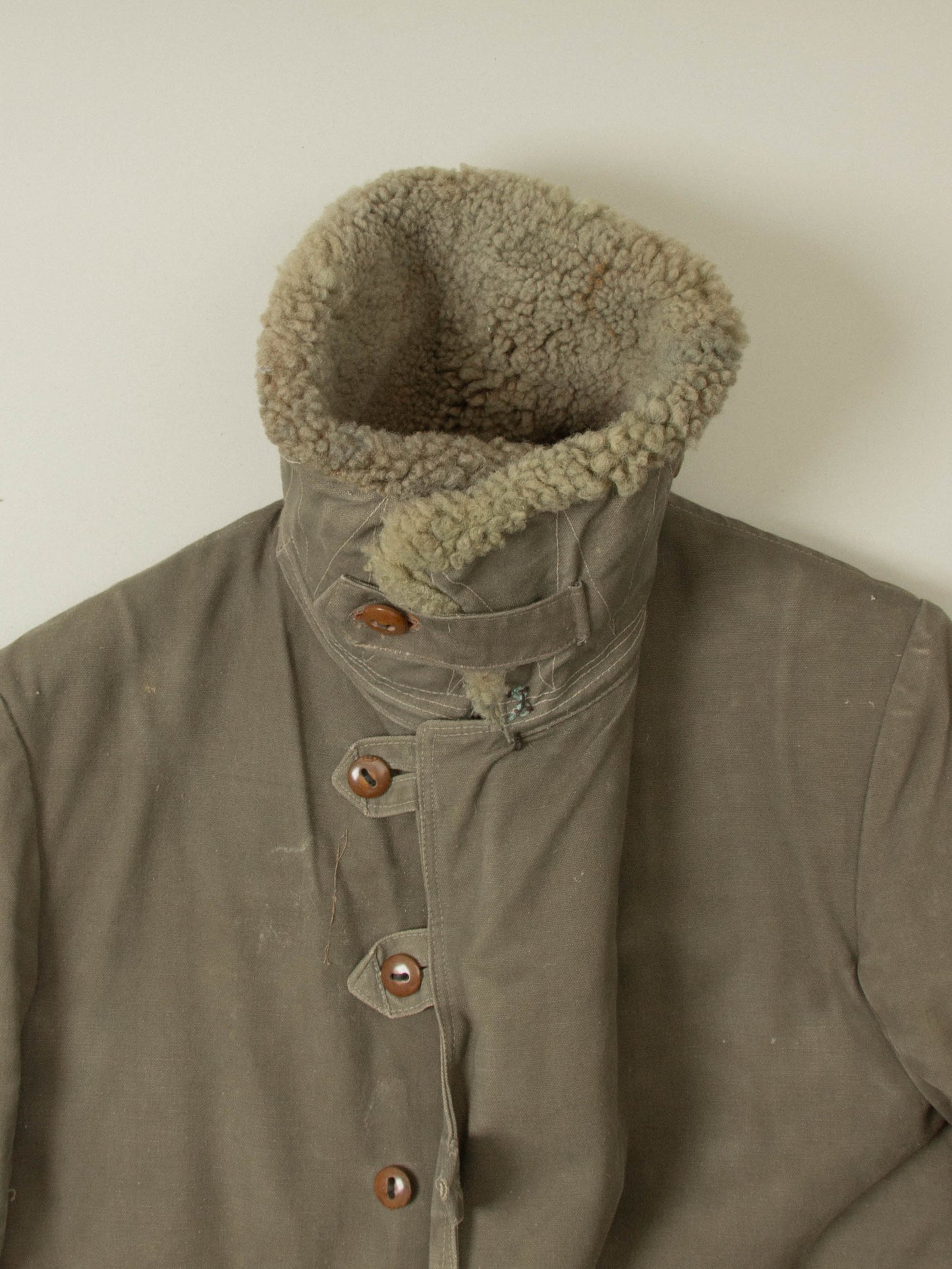Vtg 1940s Swedish Army Extreme Cold Weather Shearling Coat (L)