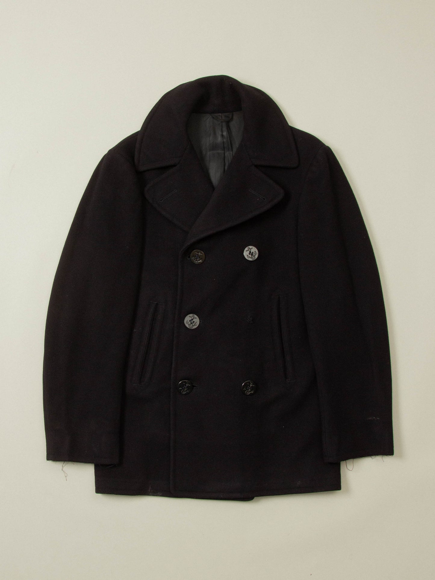 Vtg 1970s US Navy Wool Peacoat - Made in USA (S)