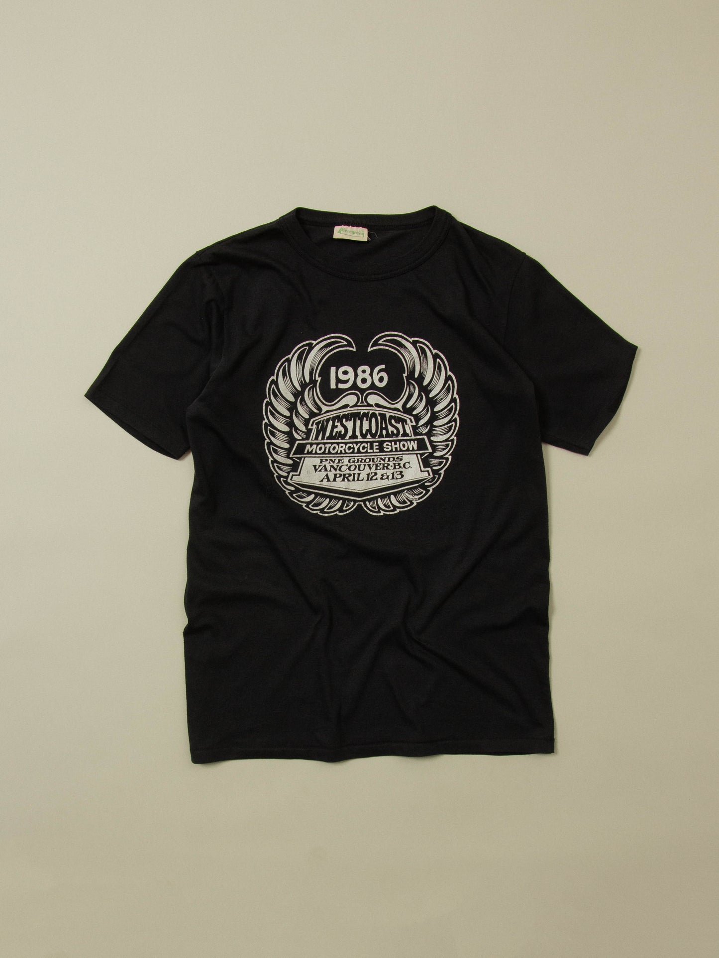 Vtg 1980s 'Motorcycle Show' Single Stitch Tee - Made in Canada (M)