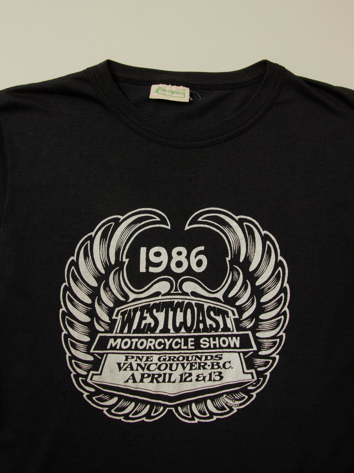 Vtg 1980s 'Motorcycle Show' Single Stitch Tee - Made in Canada (M)