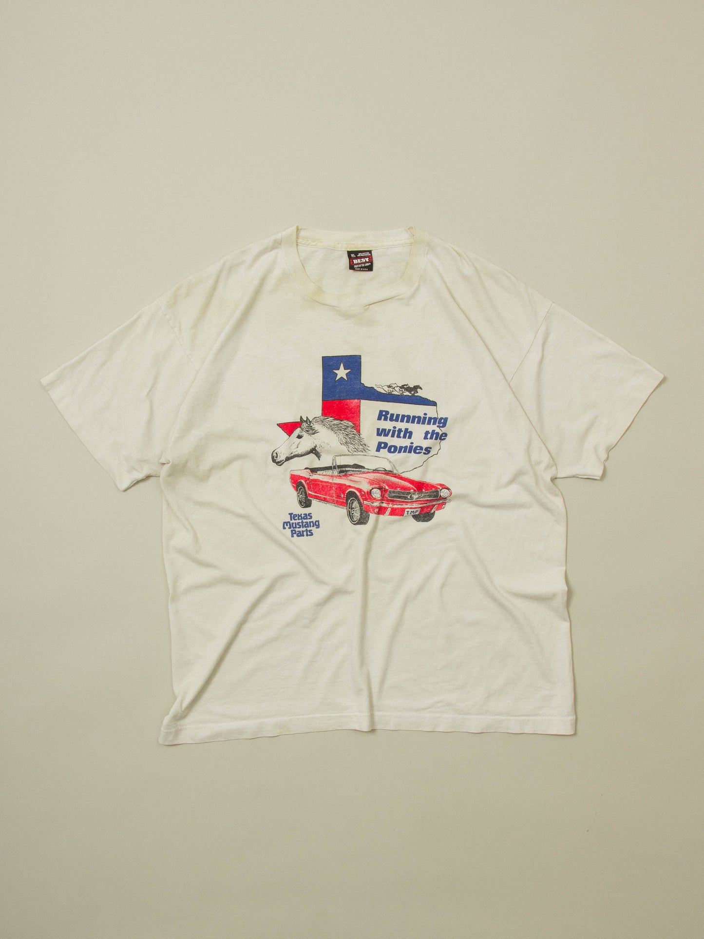 Vtg 1990s 'Texas Mustang 'Single Stitch Tee - Made in USA (XL)
