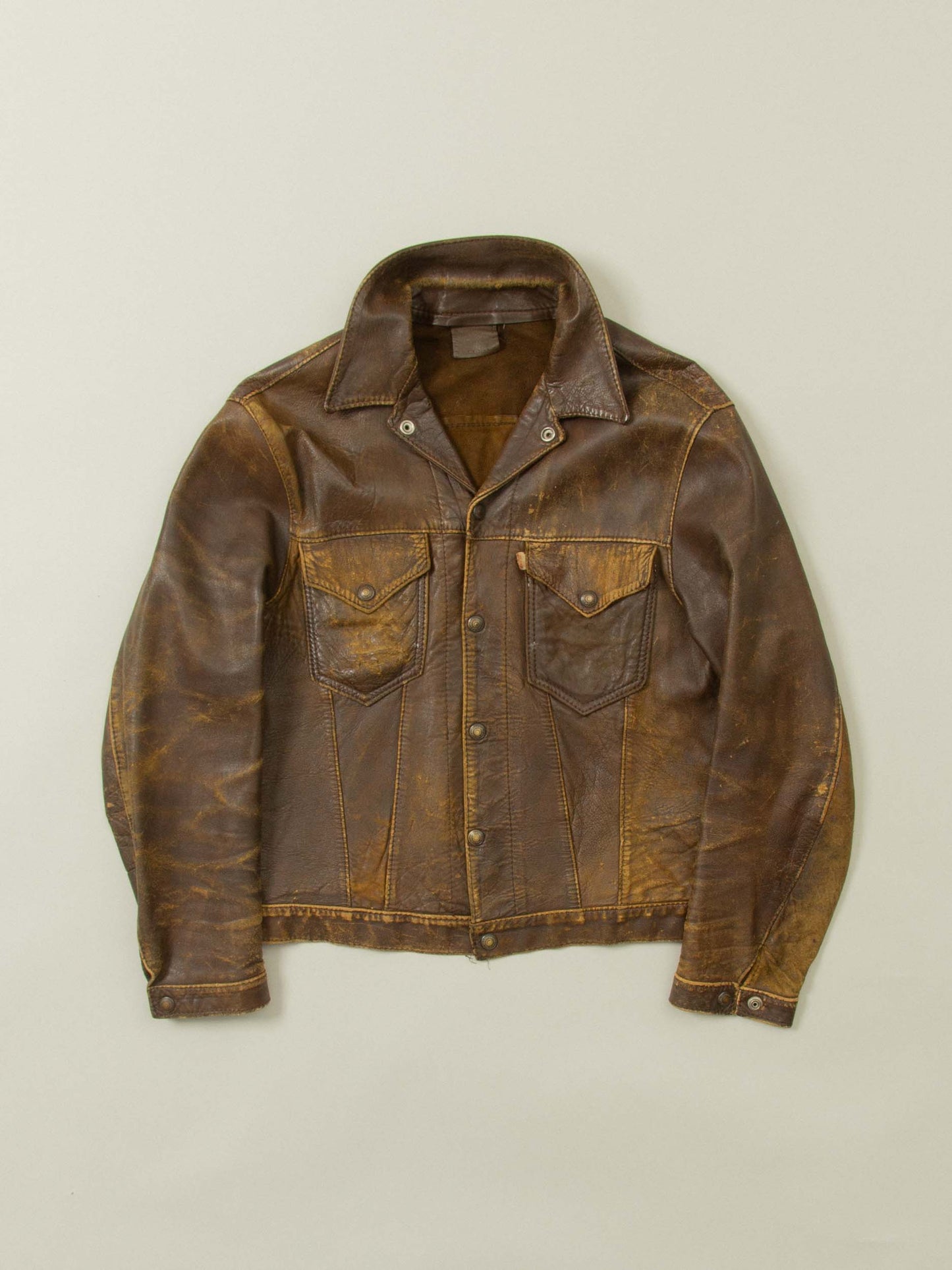 Vtg 1950s Levi's 'Short Horn' Big E Leather Jacket - Made in USA (M)