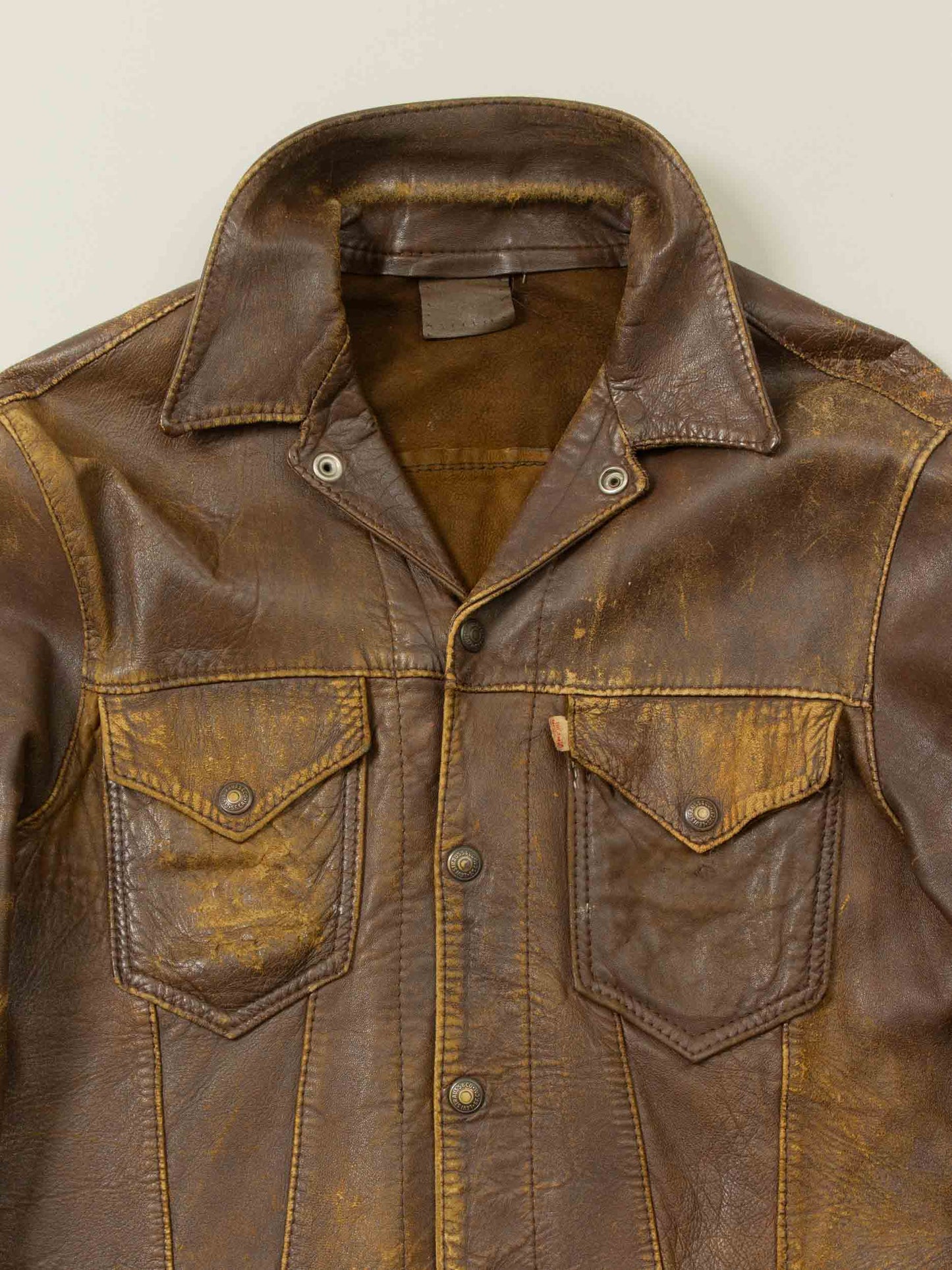 Vtg 1950s Levi's 'Short Horn' Big E Leather Jacket - Made in USA (M)