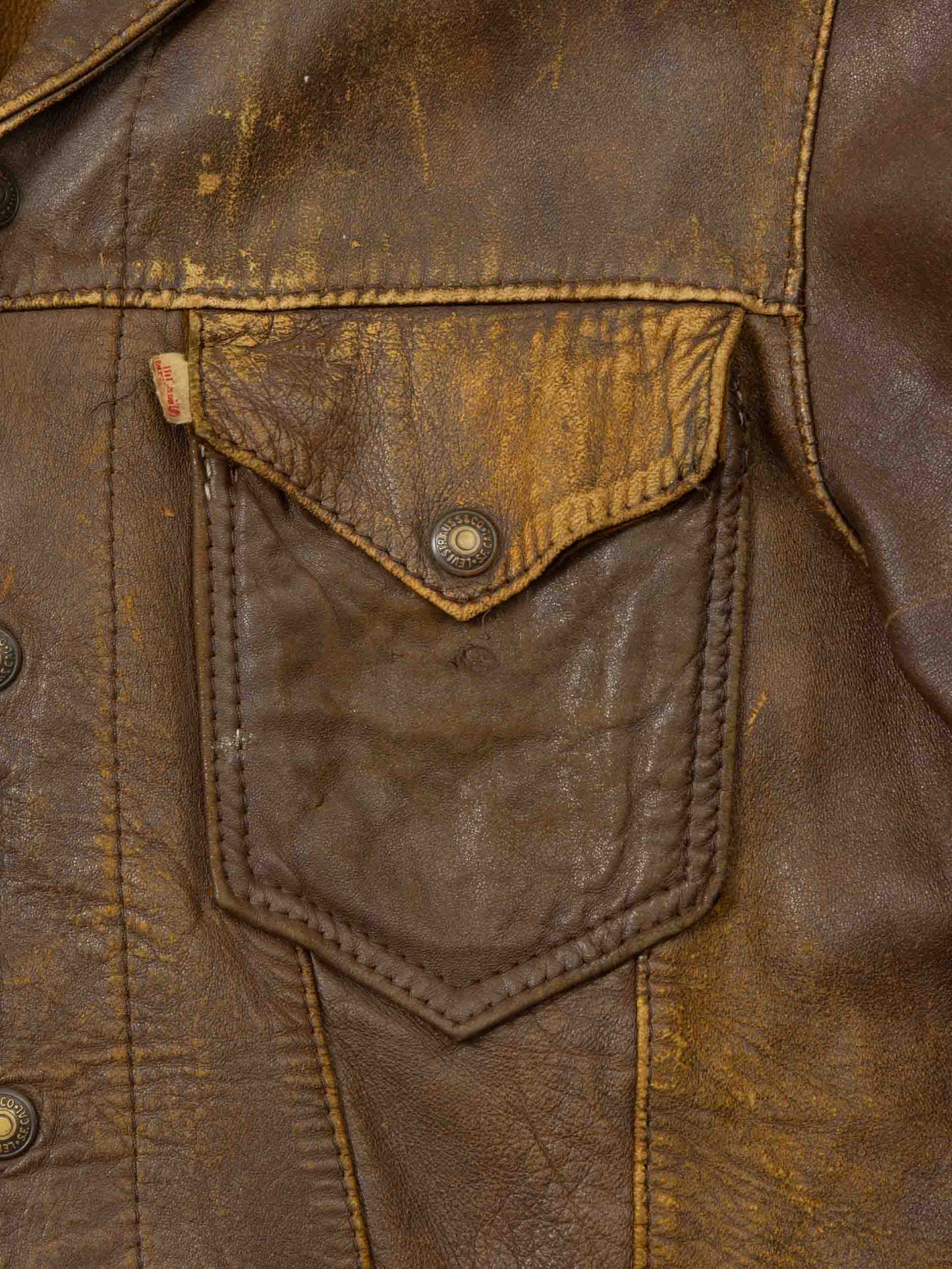 Vtg 1950s Levi's 'Short Horn' Big E Leather Jacket - Made in USA (M)