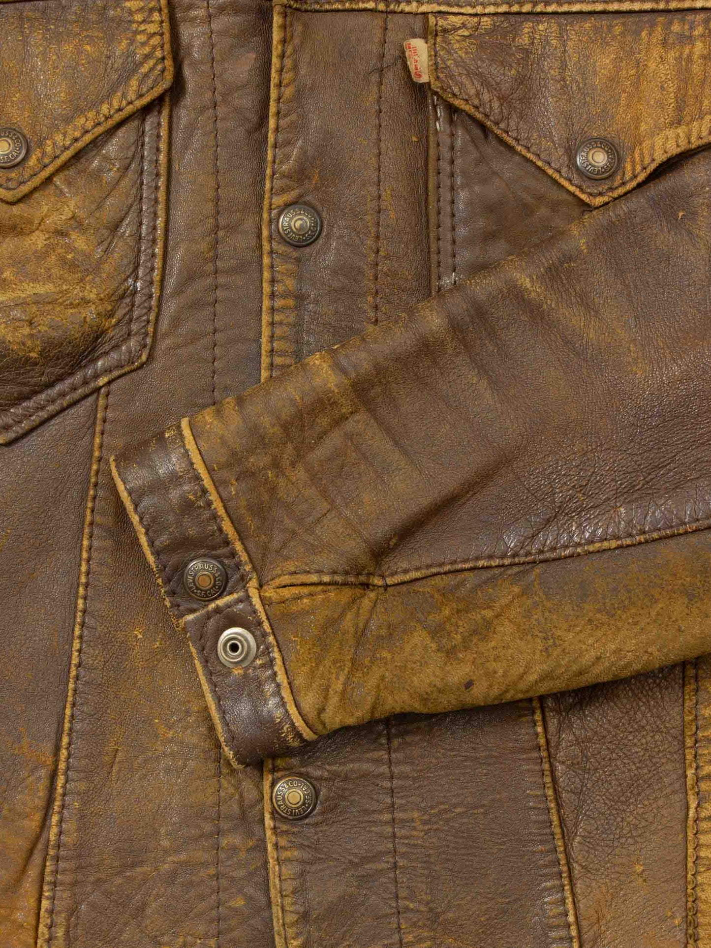 Vtg 1950s Levi's 'Short Horn' Big E Leather Jacket - Made in USA (M)