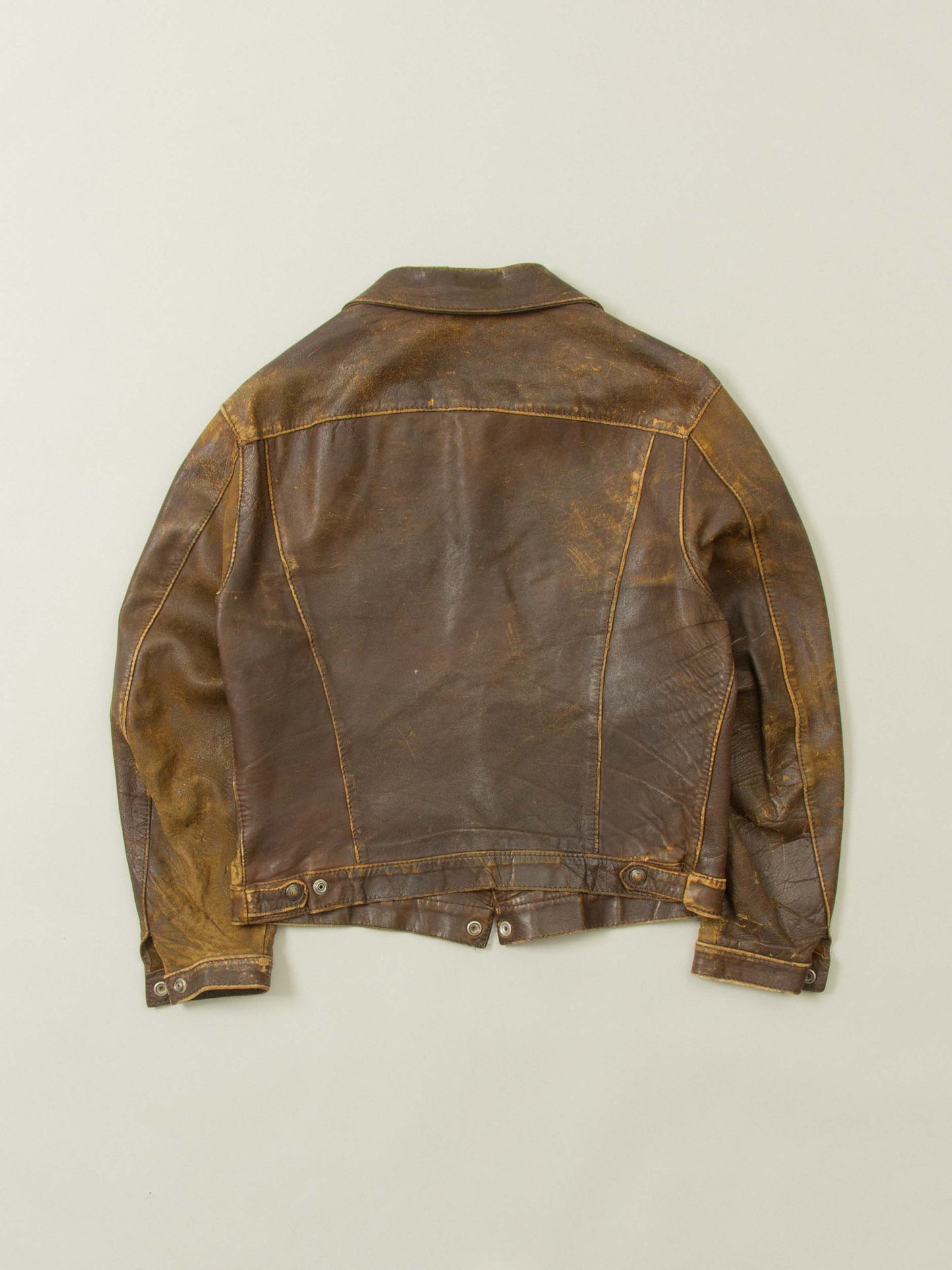Vtg 1950s Levi's 'Short Horn' Big E Leather Jacket - Made in USA (M)