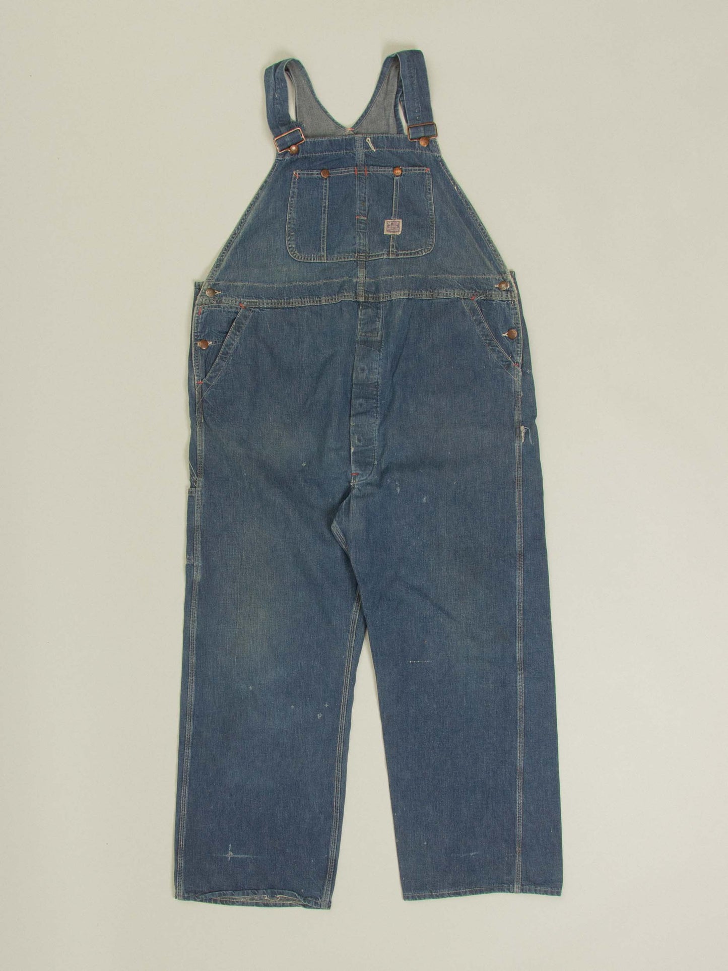 Vtg 1940s J.C Penney PayDay "Square Back" Denim Overalls - Made in USA (L/XL)
