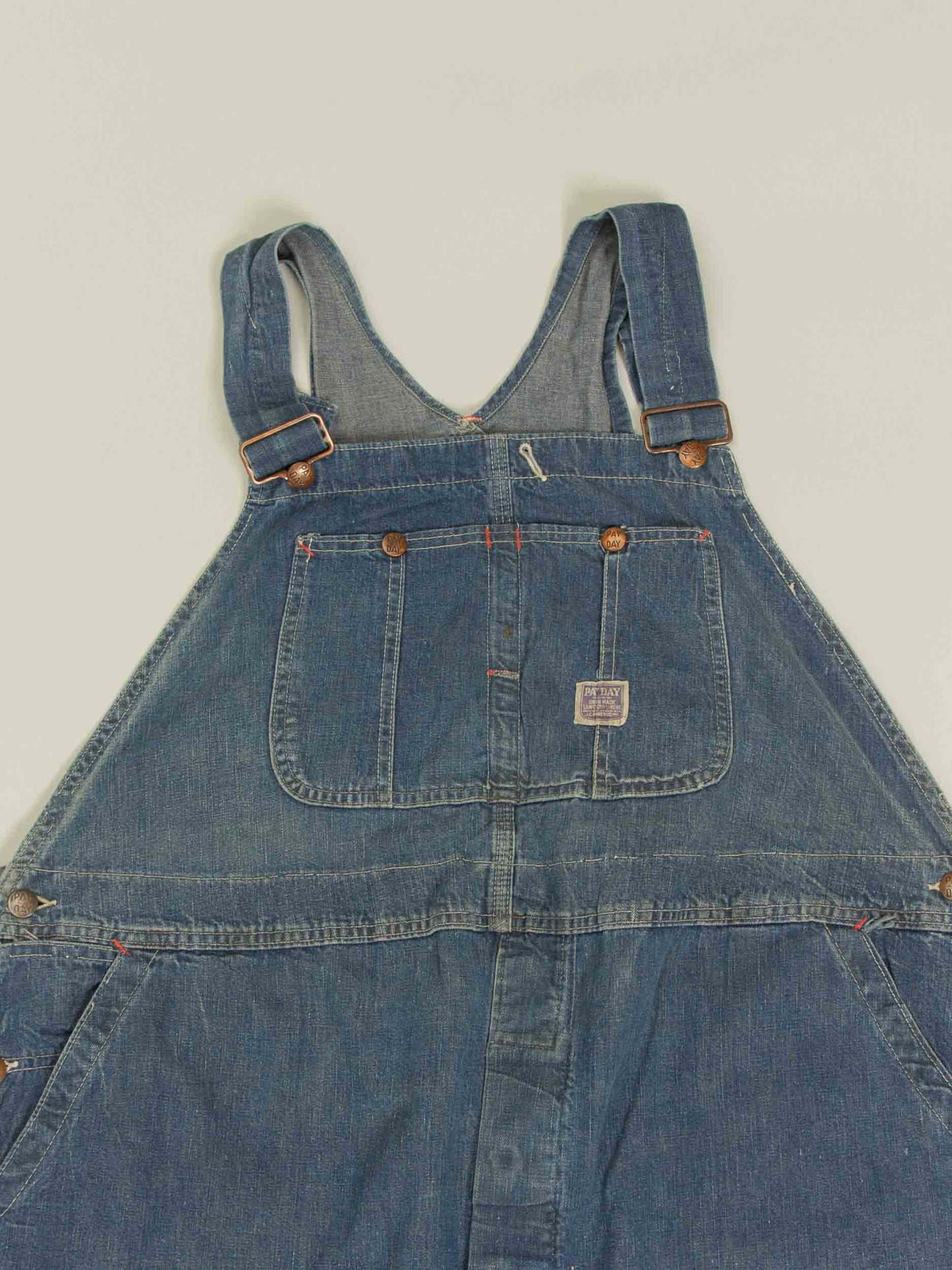 Vtg 1940s J.C Penney PayDay "Square Back" Denim Overalls - Made in USA (L/XL)