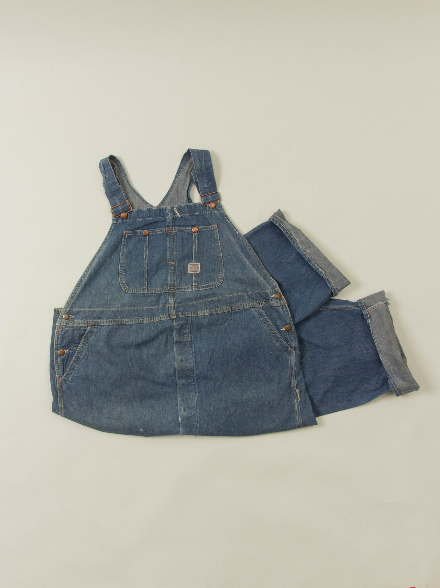 Vtg 1940s J.C Penney PayDay "Square Back" Denim Overalls - Made in USA (L/XL)