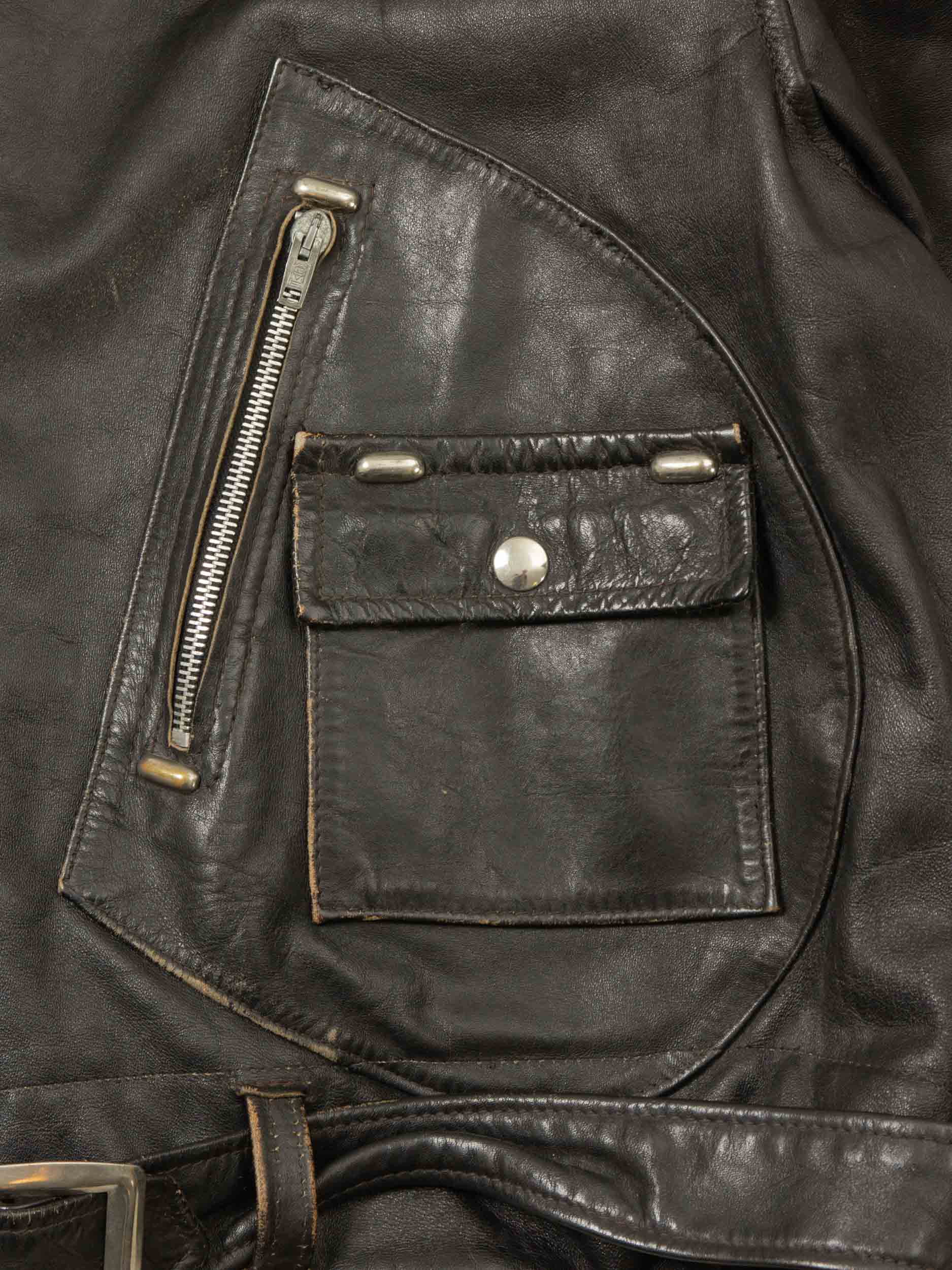 Vtg 1960s Brimaco D Pocket Leather Jacket - Made in Canada (M