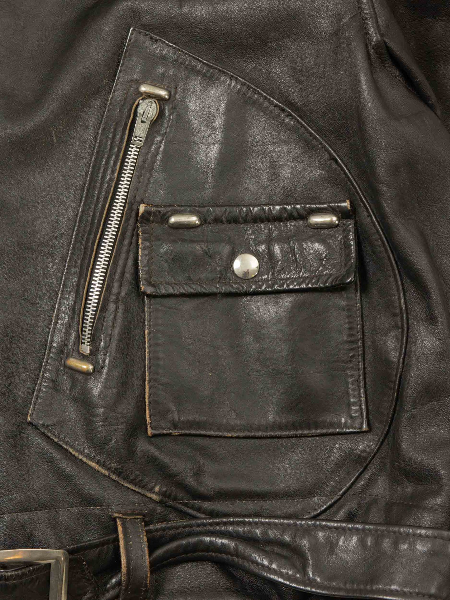 Vtg 1960s Brimaco D Pocket Leather Jacket - Made in Canada (M)