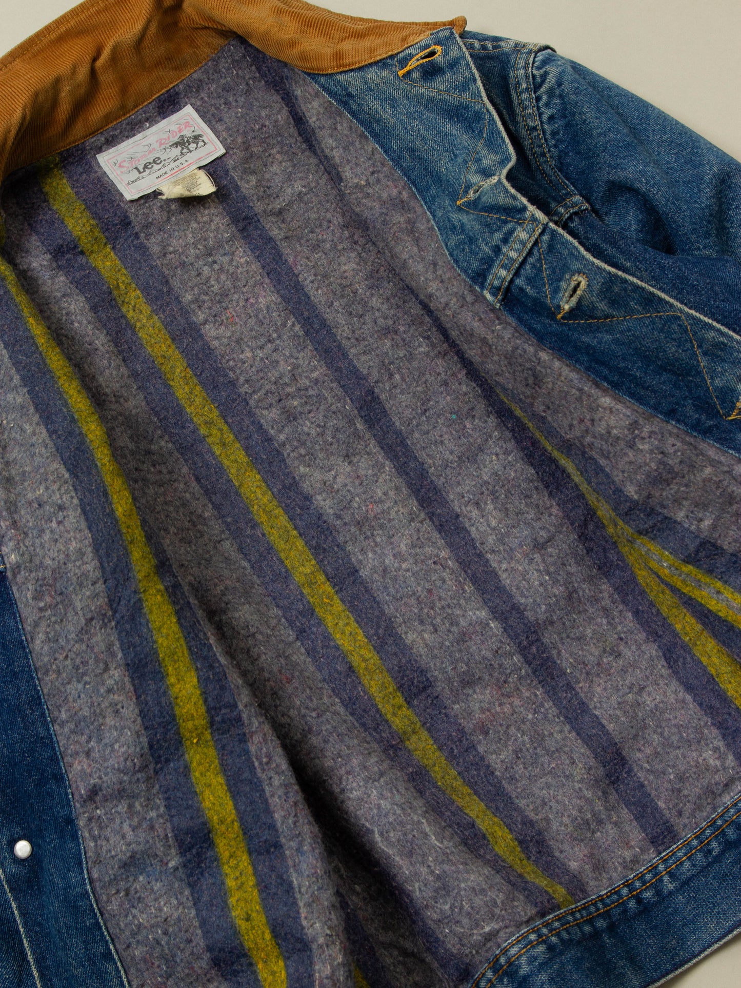 Vtg 1980s Lee Storm Rider Lined Denim Jacket - Made in USA (L)