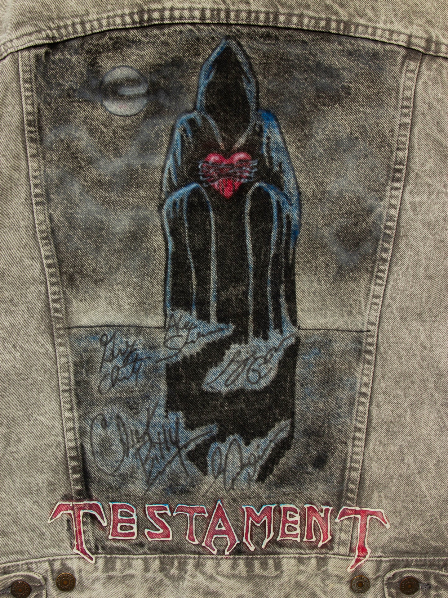 Vtg 1980s Airbrushed 'Testament' Levi's Denim Jacket - Made in USA (M)