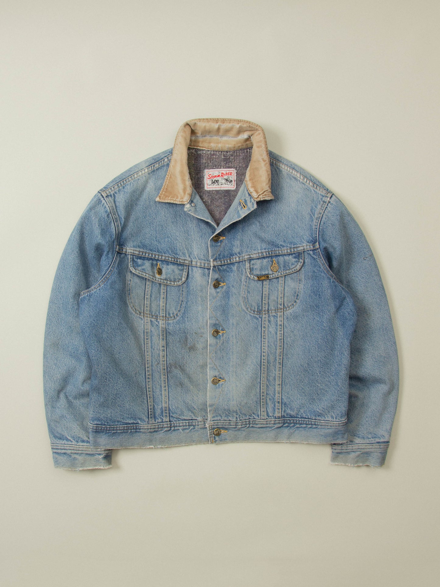 Vtg 1980s Lee Storm Rider Lined Denim Jacket (L)