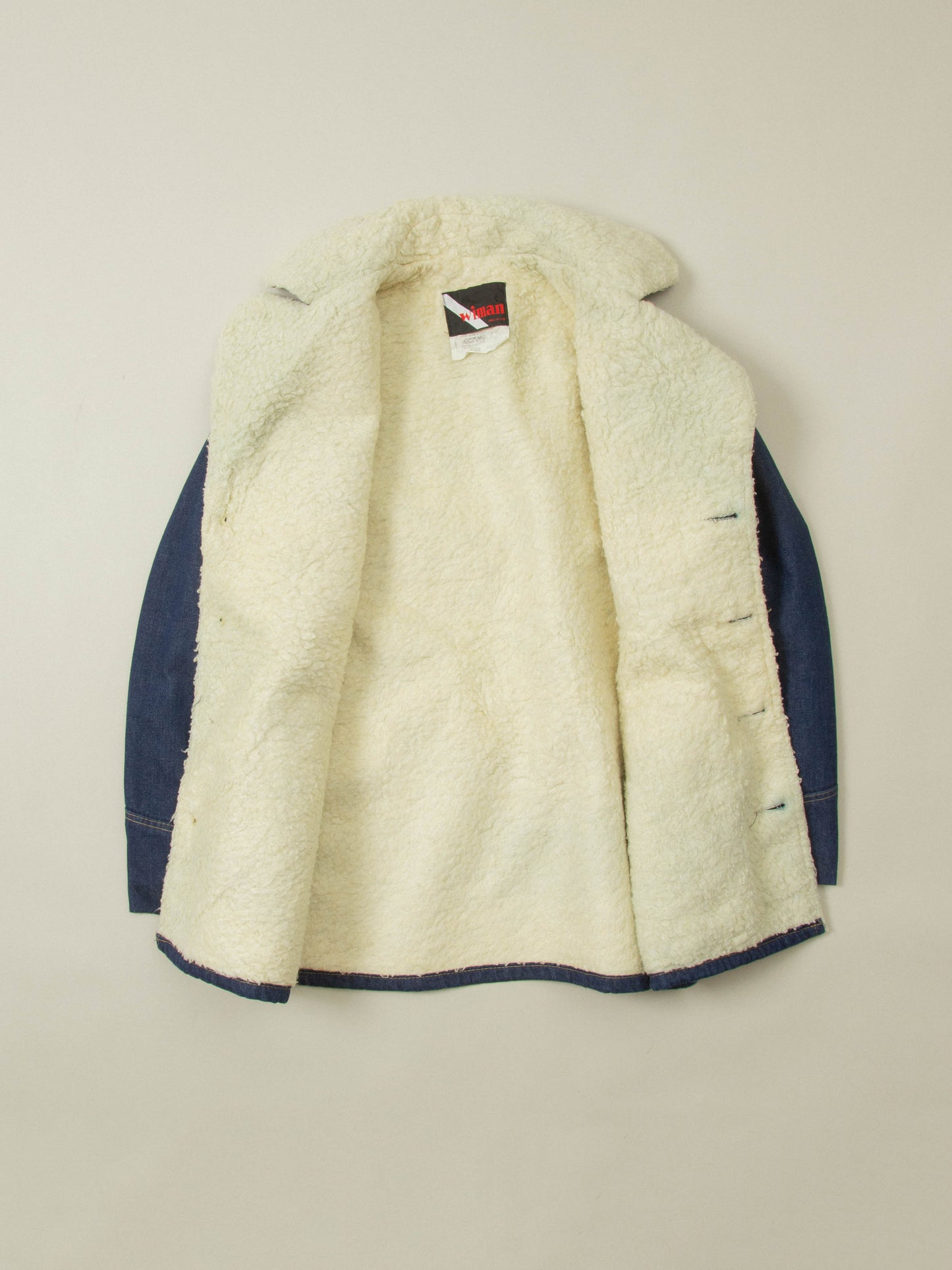 Vtg 1970s Wiman Sherpa Denim Coat - Made in USA (M)