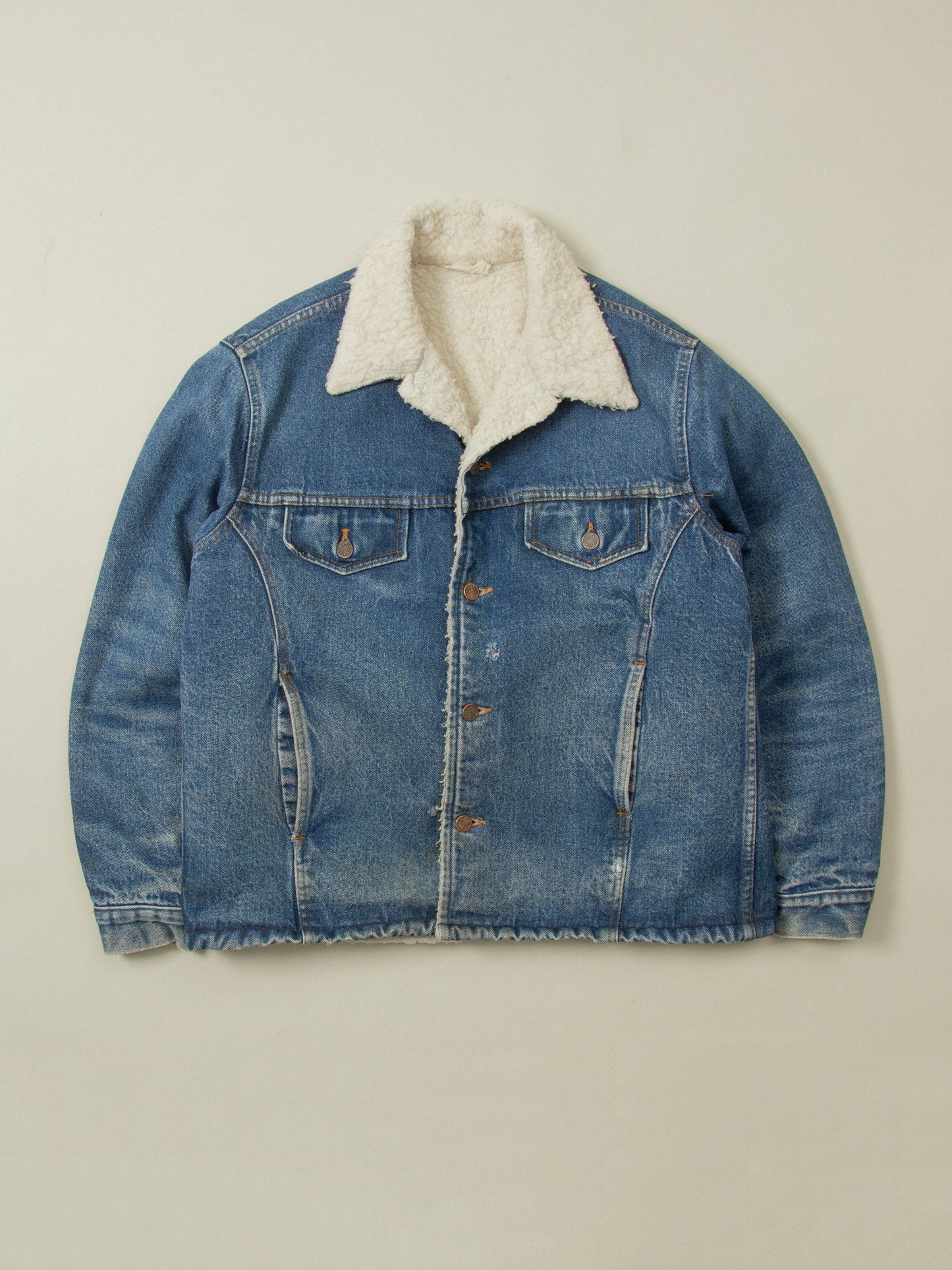 Vtg 1970s Sherpa Lined Denim Jacket (M)