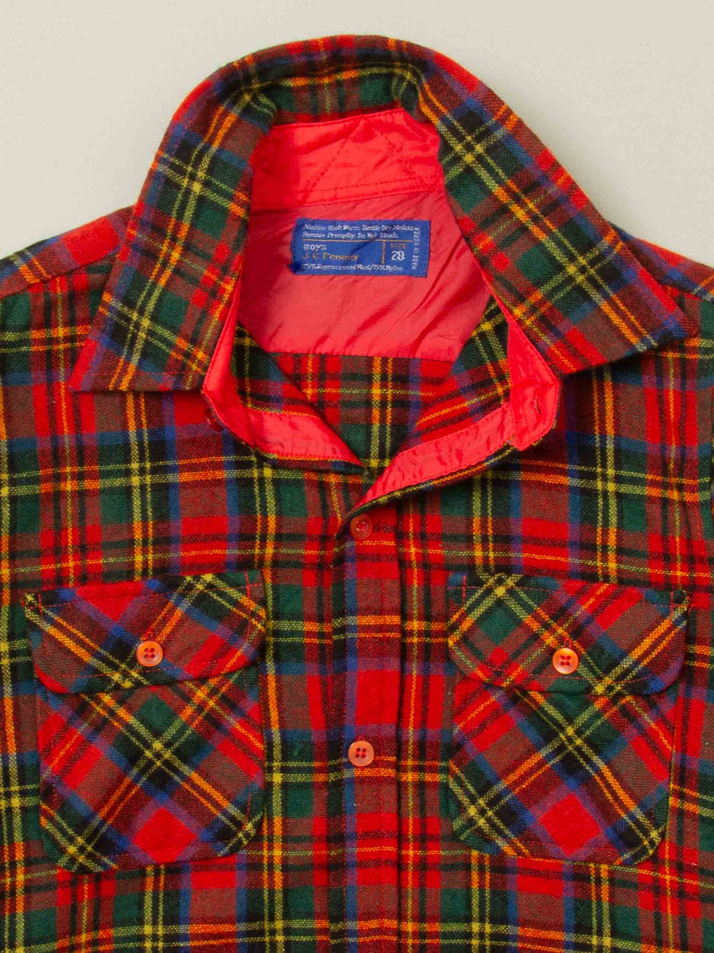 Vtg 1980s JCPenney Wool Shirt – Made in Korea (XS)