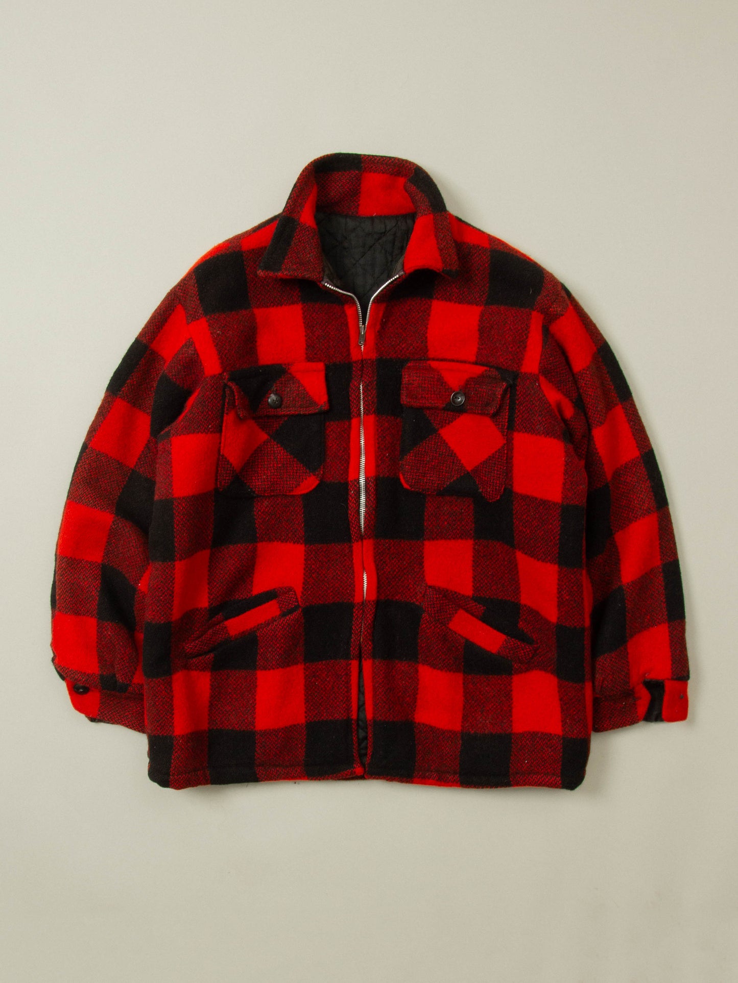 Vtg 1970s Buffalo Plaid Wool Jacket (M)