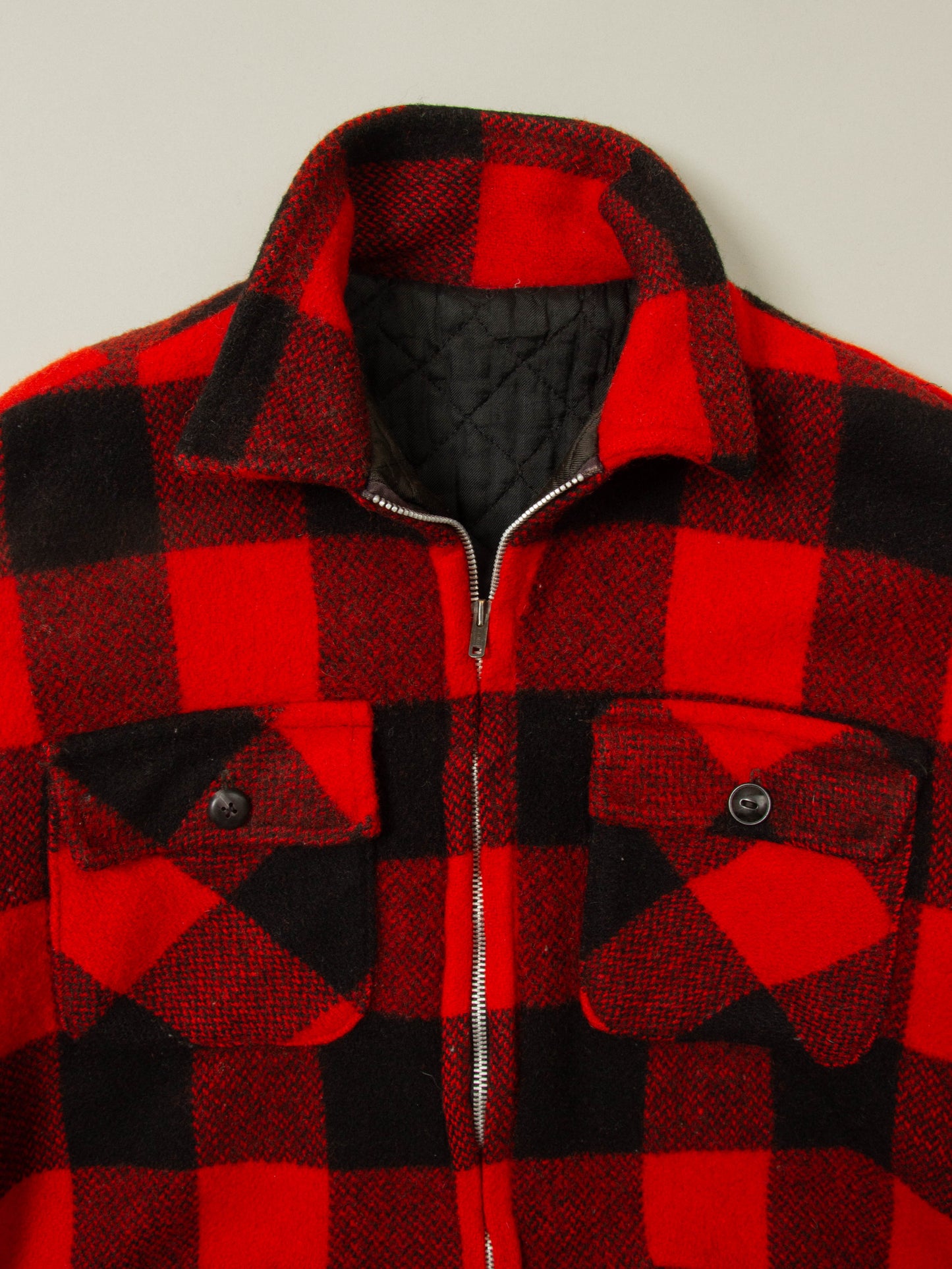 Vtg 1970s Buffalo Plaid Wool Jacket (M)