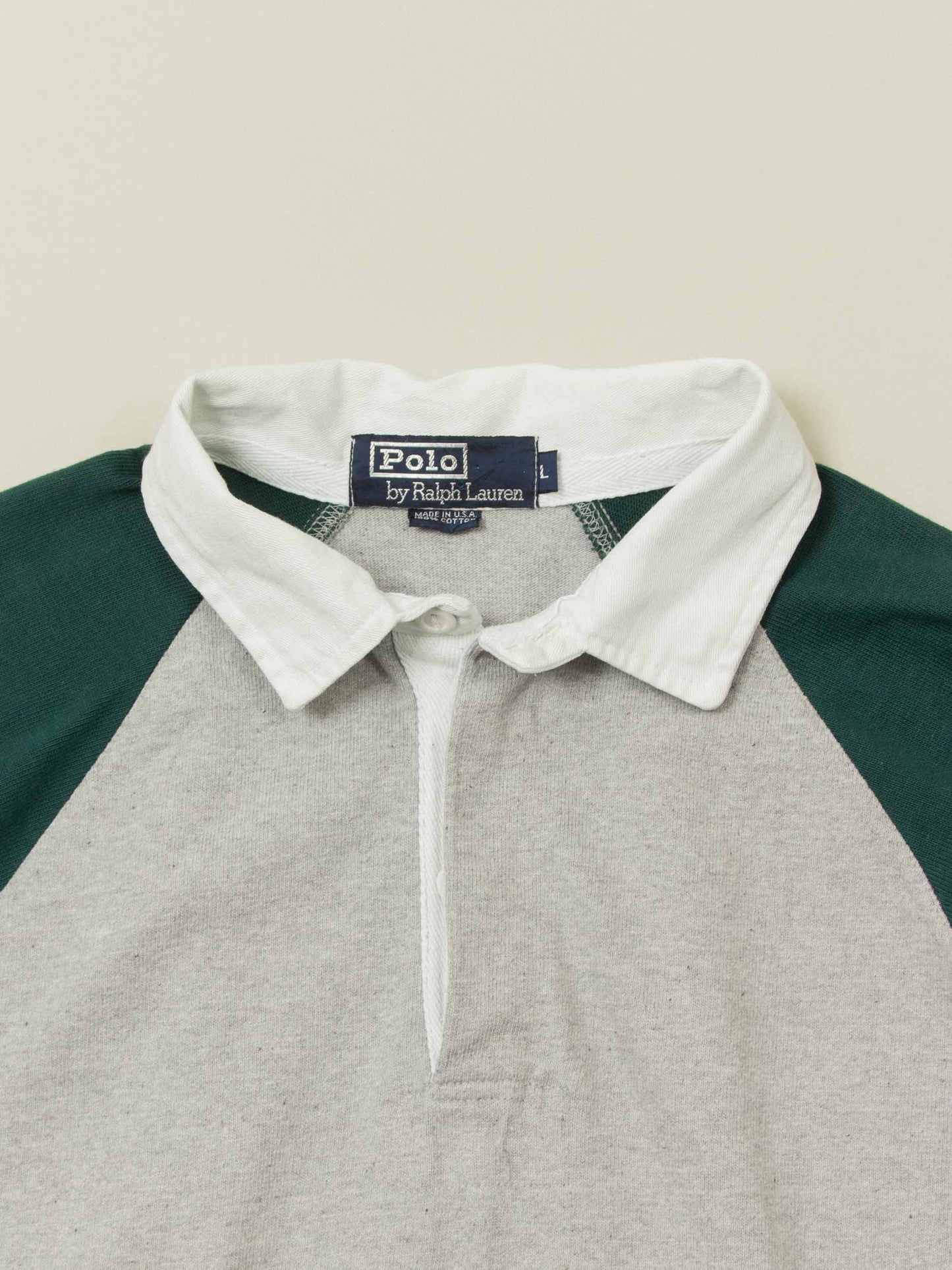 Vtg 1980s Polo Ralph Lauren Raglan Rugby Shirt – Made in USA (XL)