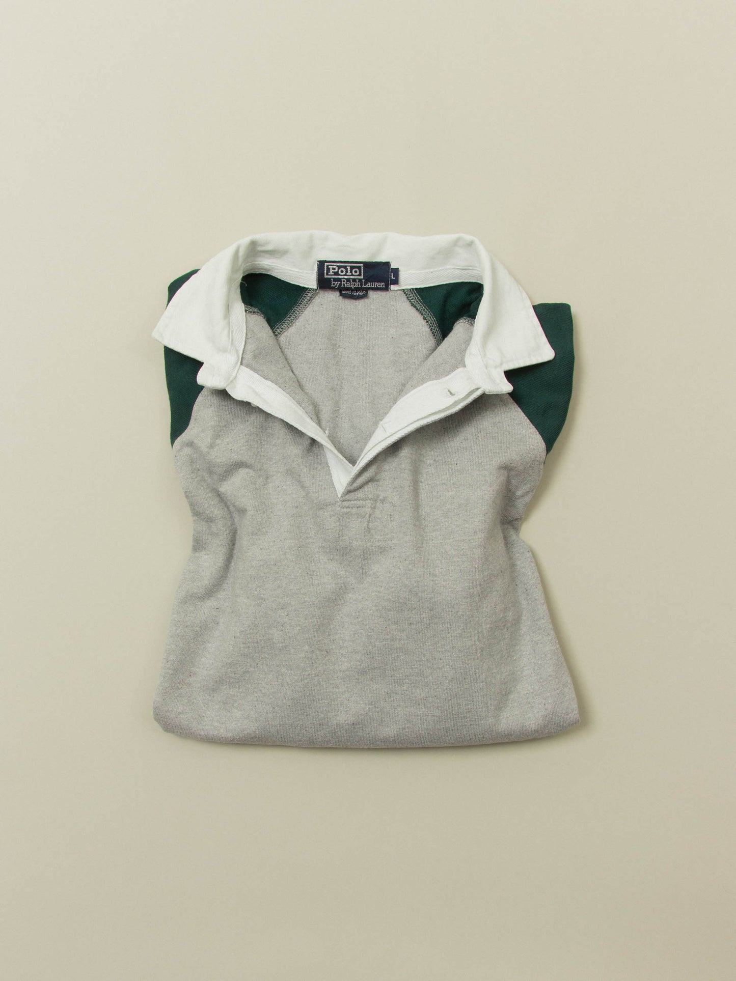 Vtg 1980s Polo Ralph Lauren Raglan Rugby Shirt – Made in USA (XL)