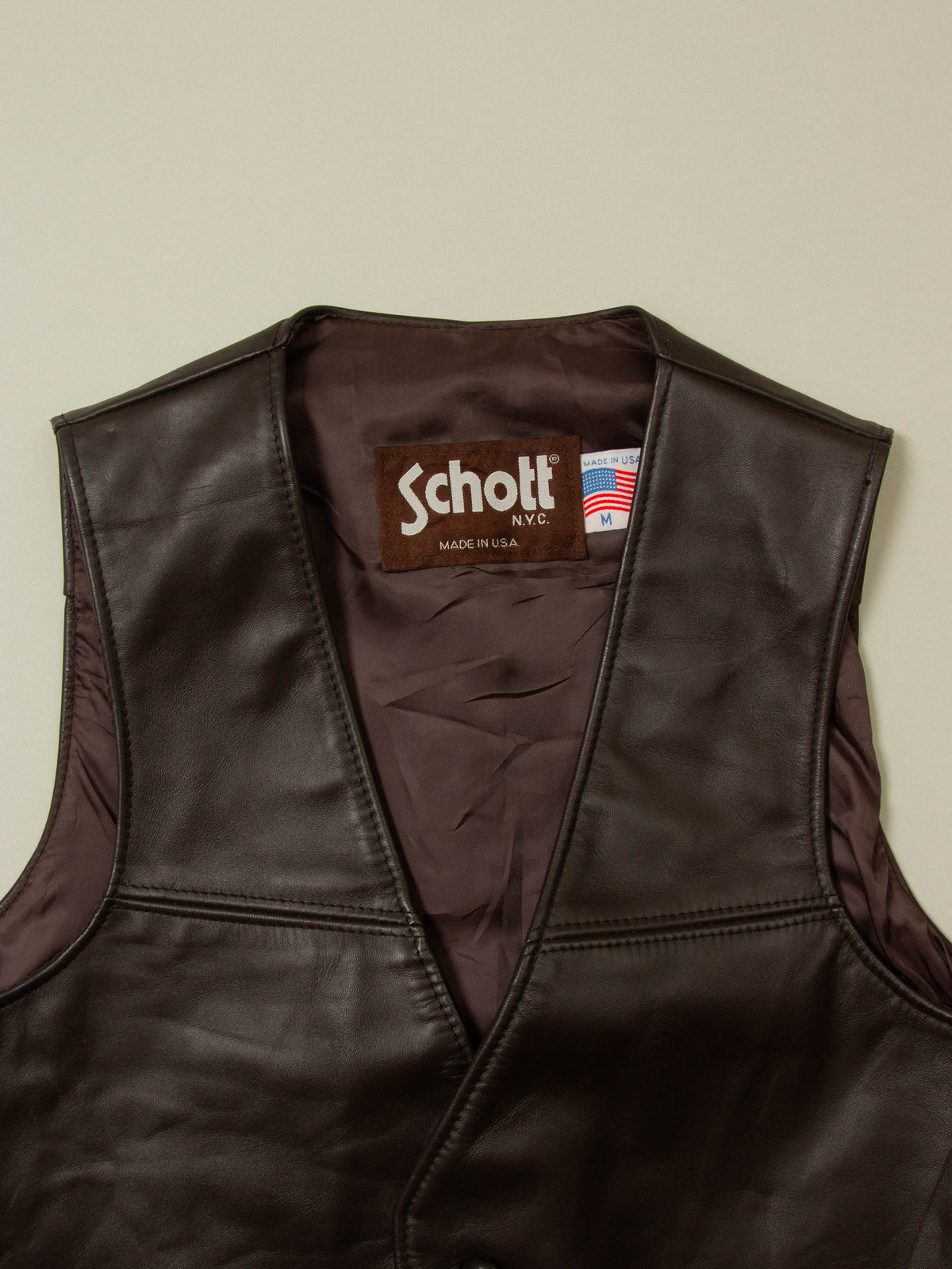 Vtg 1980s Schott Leather Vest - Made in USA (M)