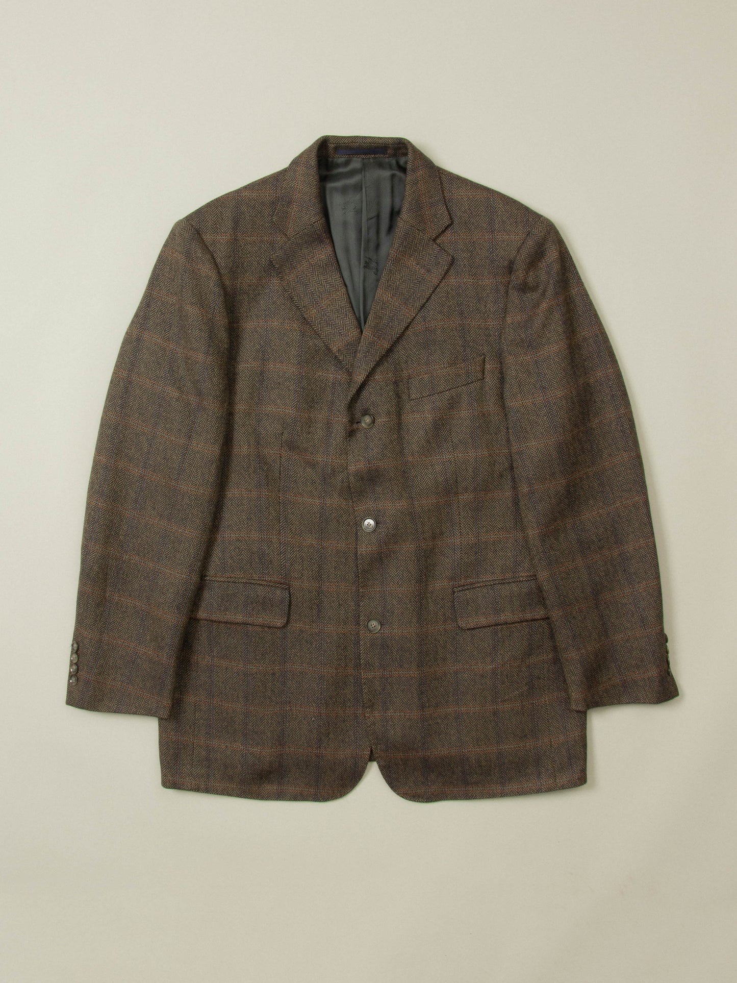 Checkered Burberry Herringbone Wool Blazer (L)