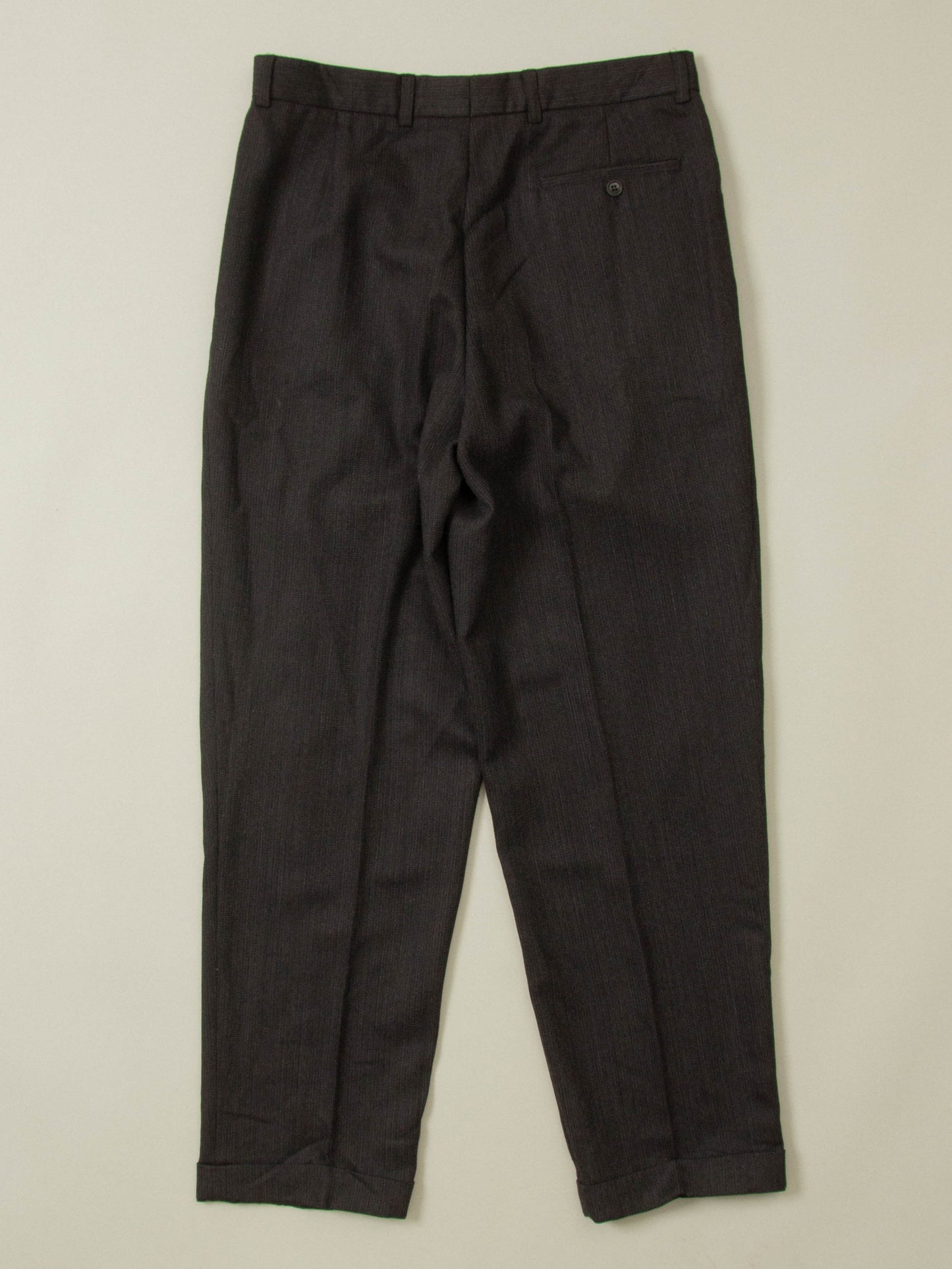 Vtg Pleated Herringbone Wool Dress Trousers (34x32)