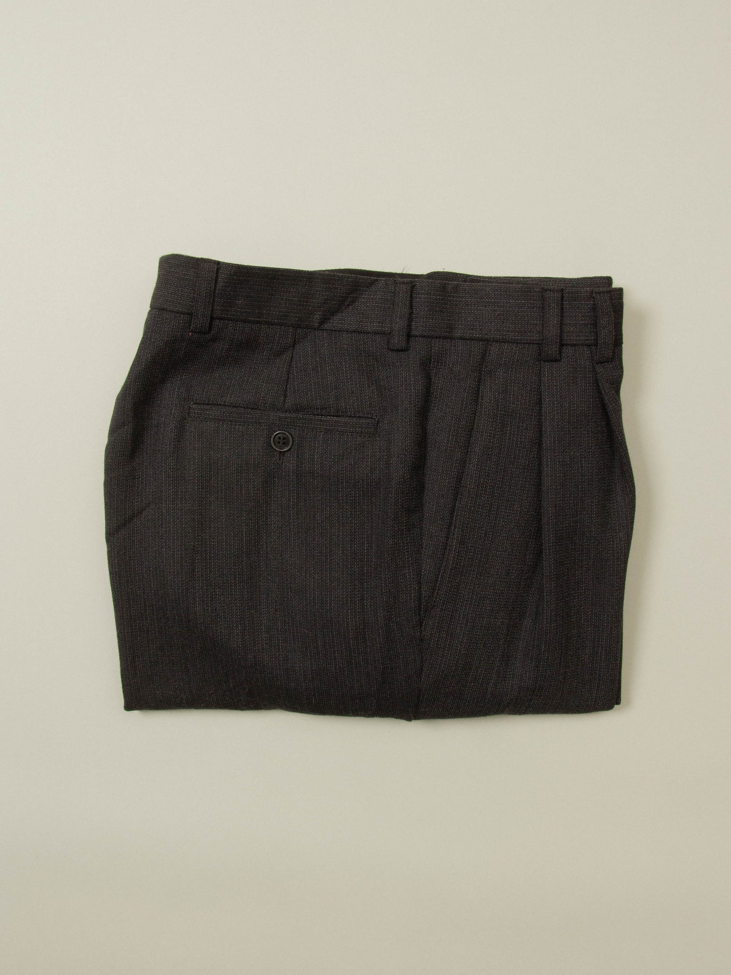 Vtg Pleated Herringbone Wool Dress Trousers (34x32)