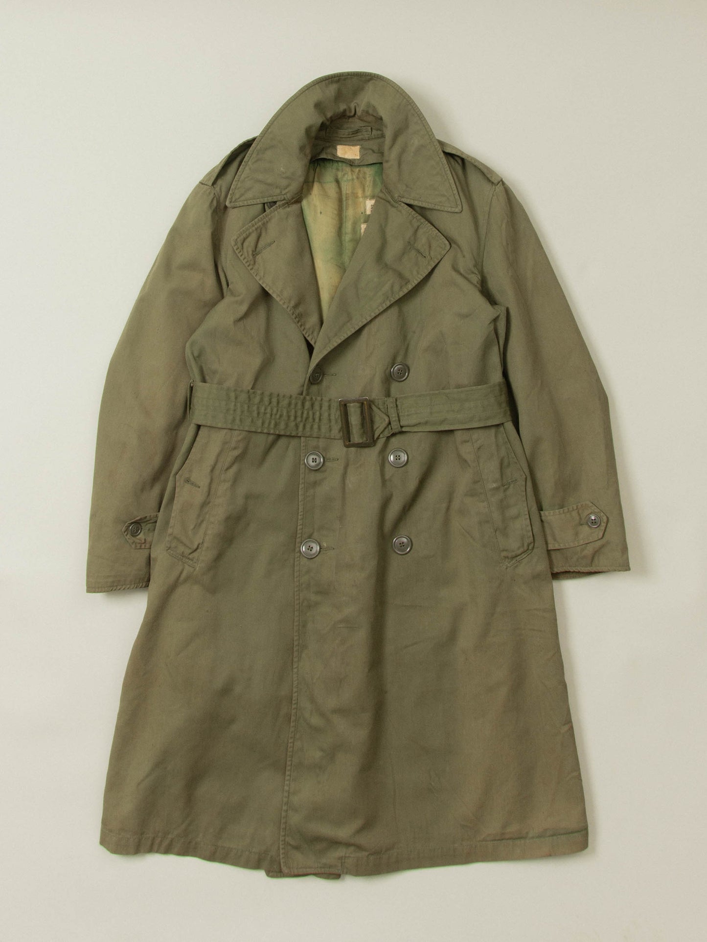 Vtg 1950s US Army Trench Coat w/ Removable Liner (S-Short)