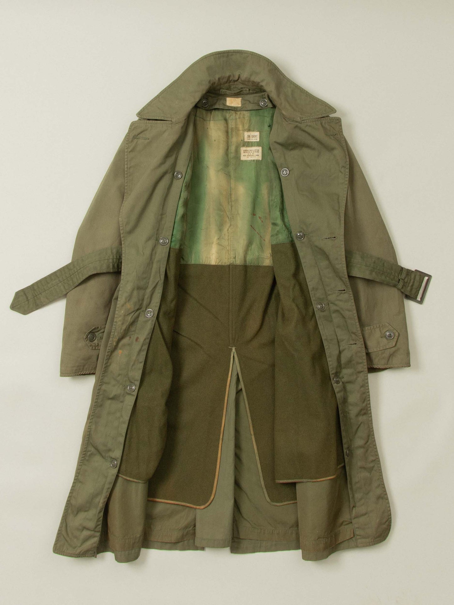 Vtg 1950s US Army Trench Coat w/ Removable Liner (S-Short)