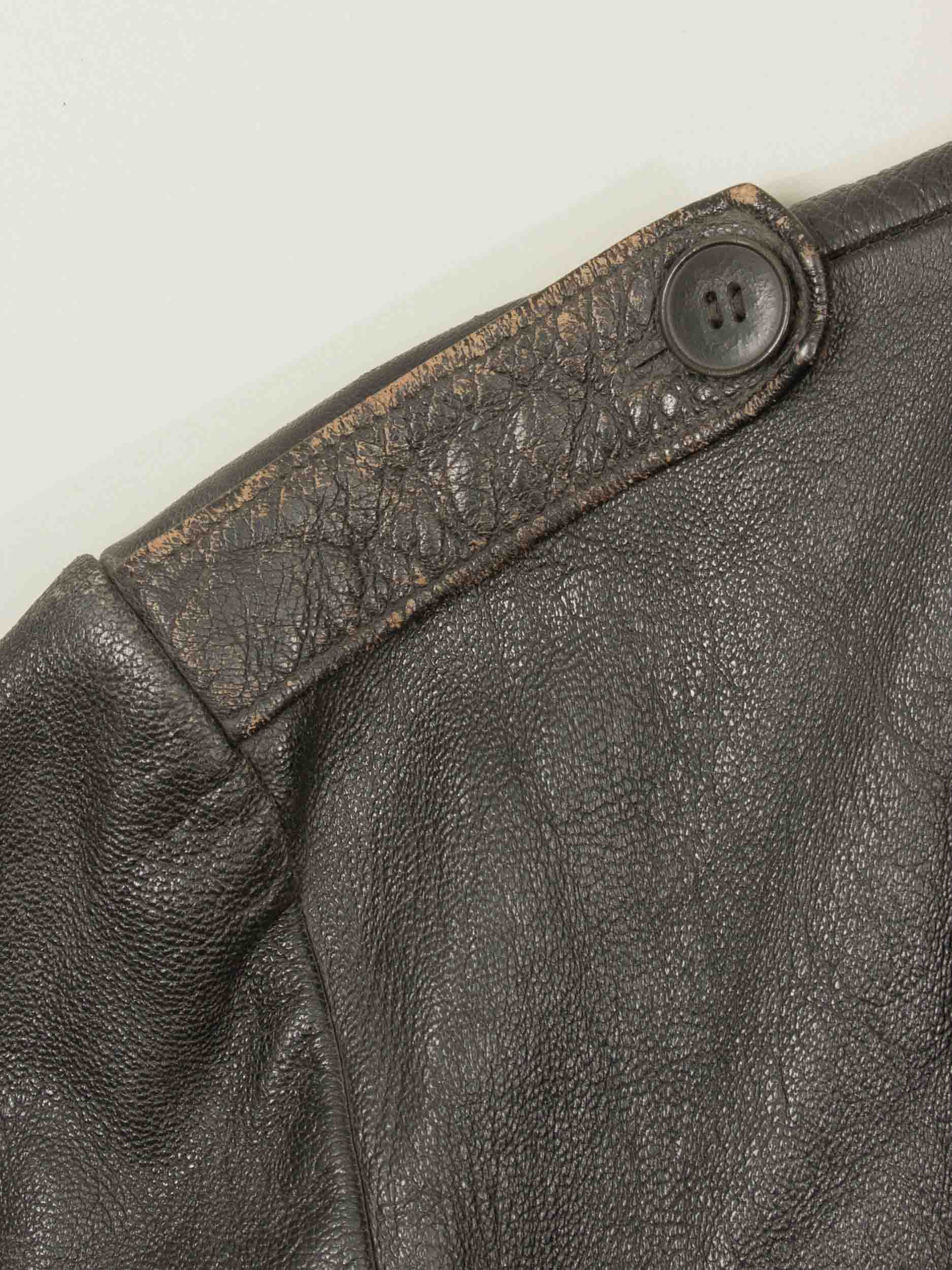Vtg Rare 1940s Swedish Army Fringed Leather Jacket (M/L
