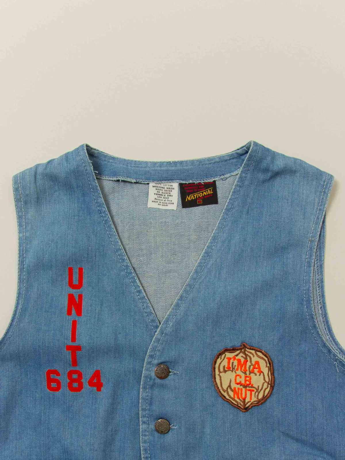 Vtg 1970s 'Trouble Man' Denim Vest (S)