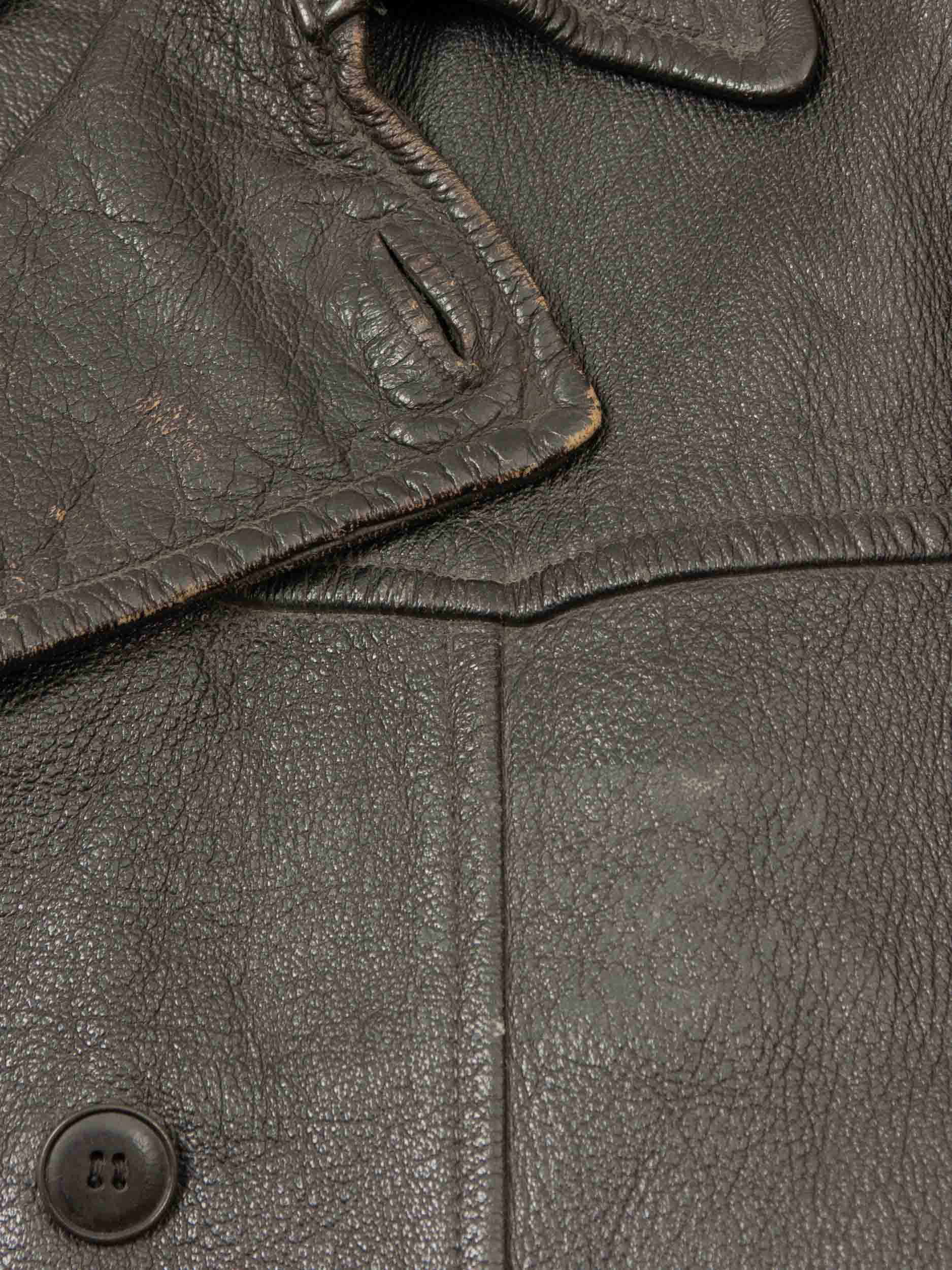 Vtg Rare 1940s Swedish Army Fringed Leather Jacket (M/L