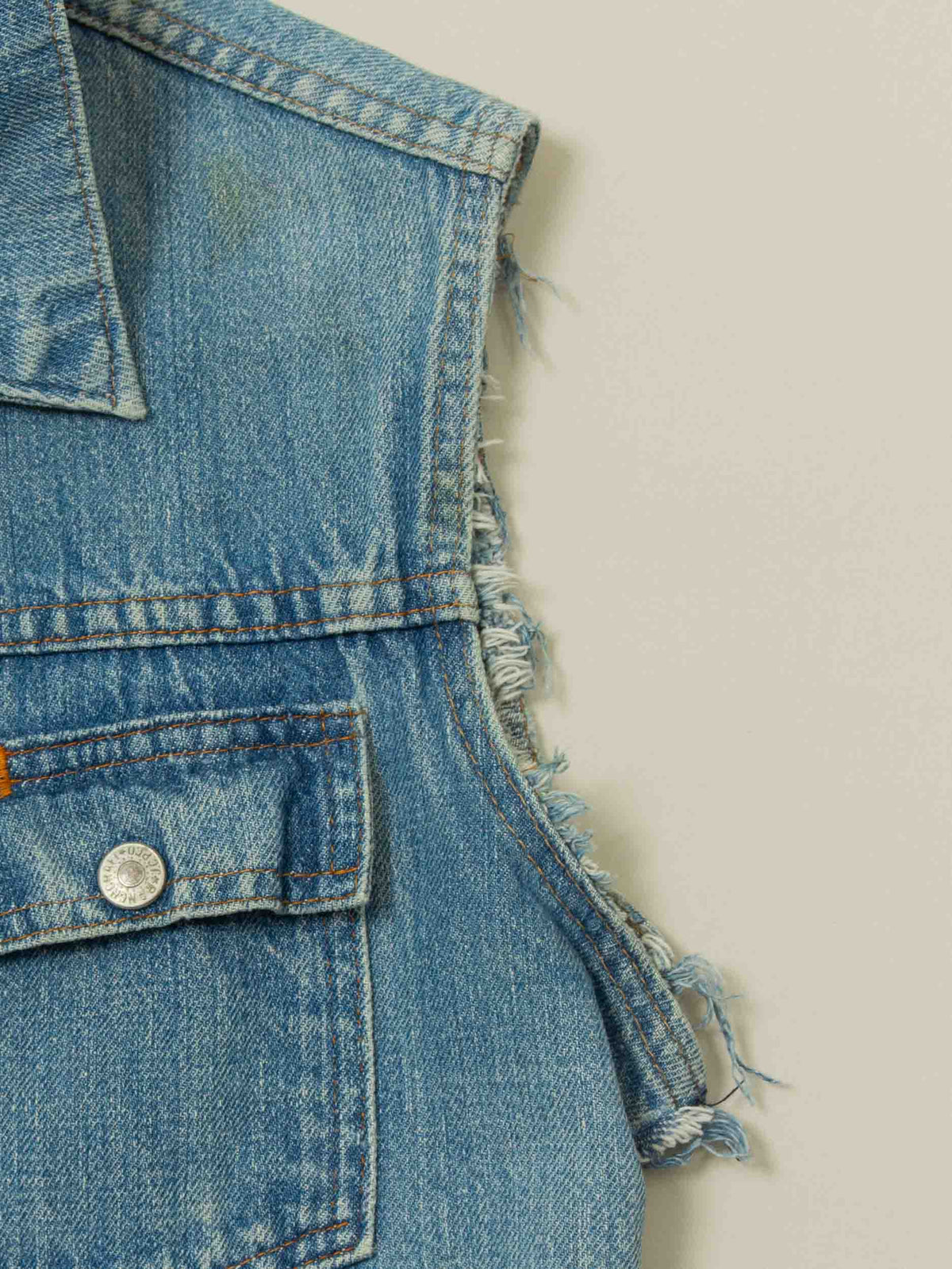 Vtg 1970s 'Hell Riders' Biker Denim Vest (S)