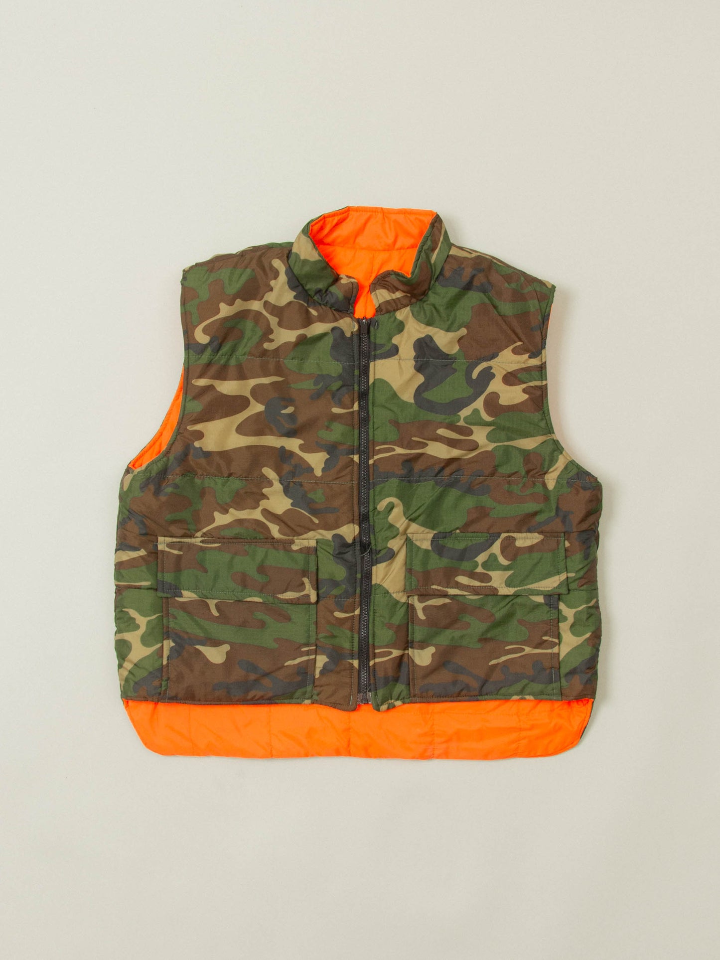 Vtg 1980s Reversible Woodland Camo Hunting Vest (L)
