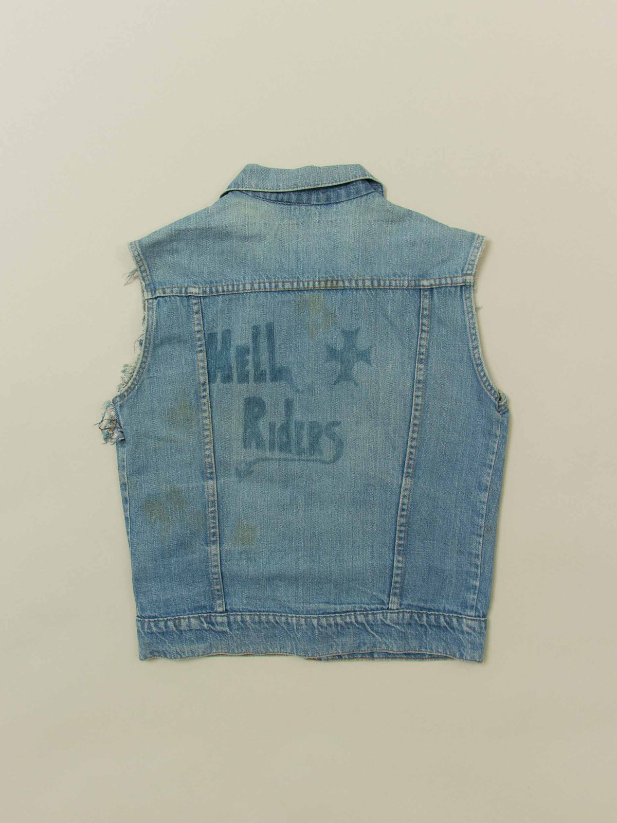 Vtg 1970s 'Hell Riders' Biker Denim Vest (S)