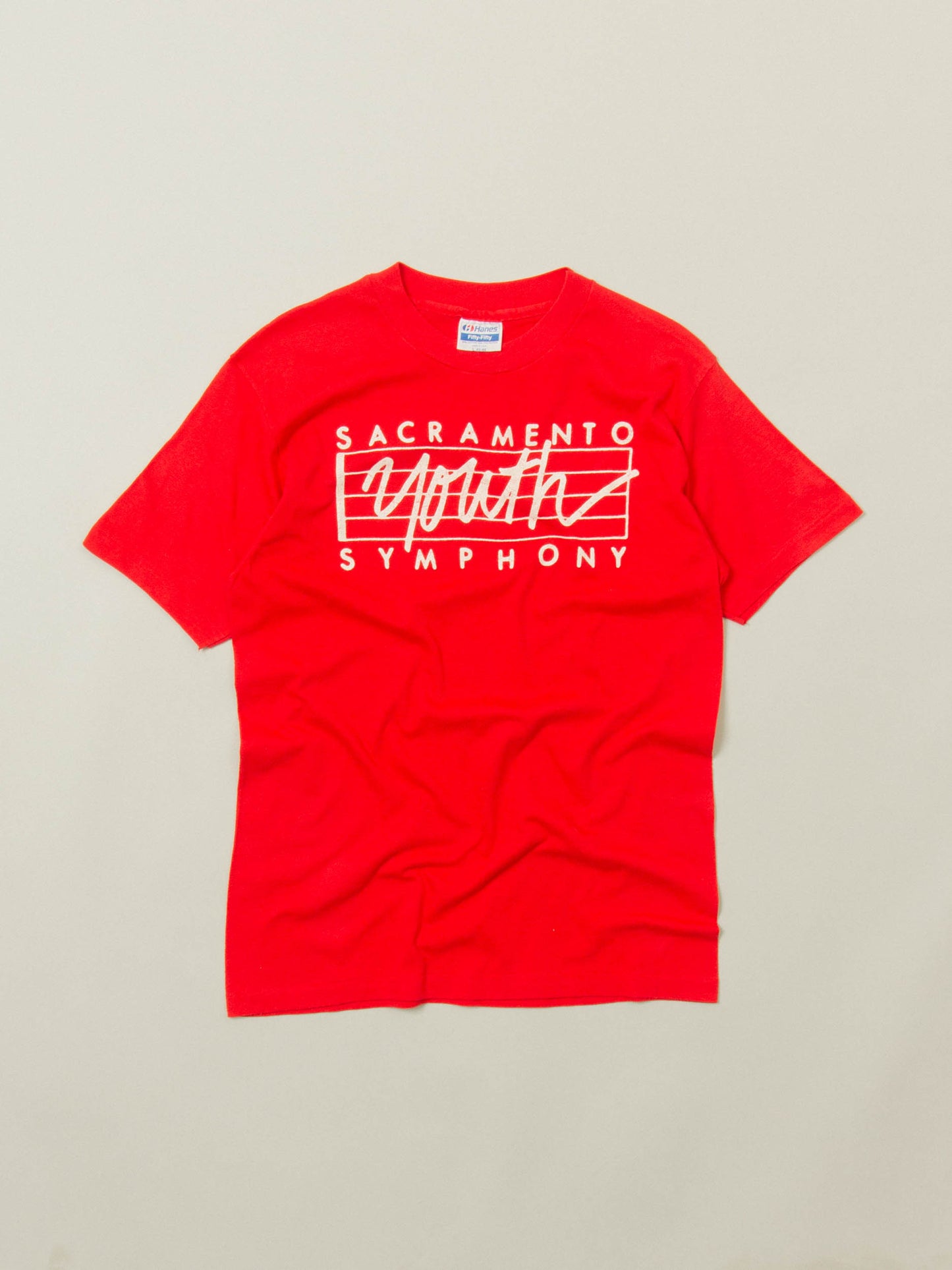 Vtg 1990s Hanes 'Symphony' 50/50 Single Stitch Tee – Made in USA (L)