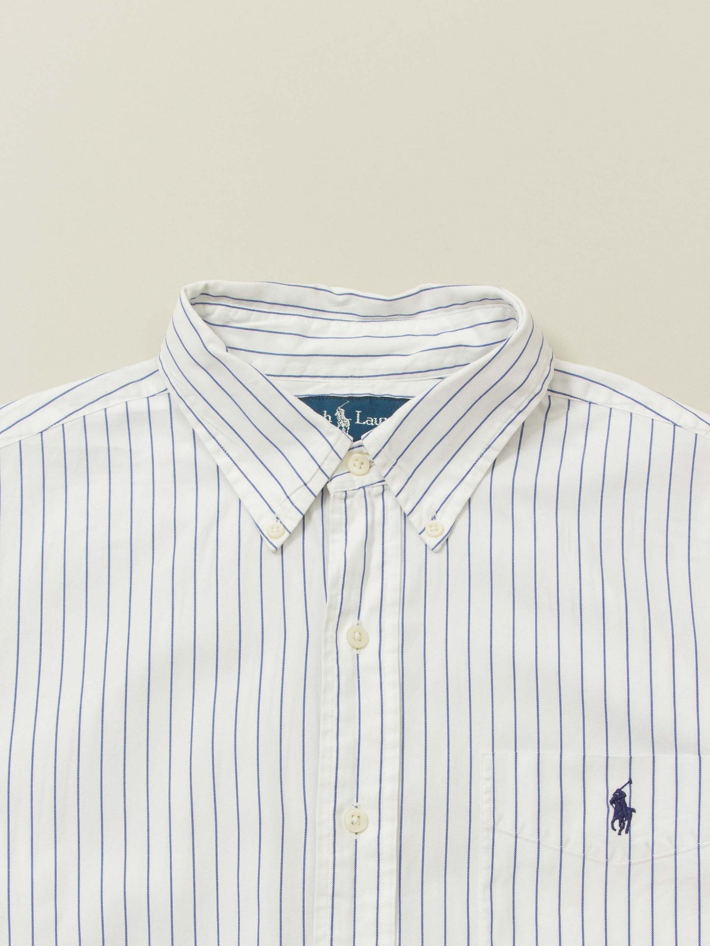 Vtg 1990s Striped Ralph Lauren Button Down Shirt (L)