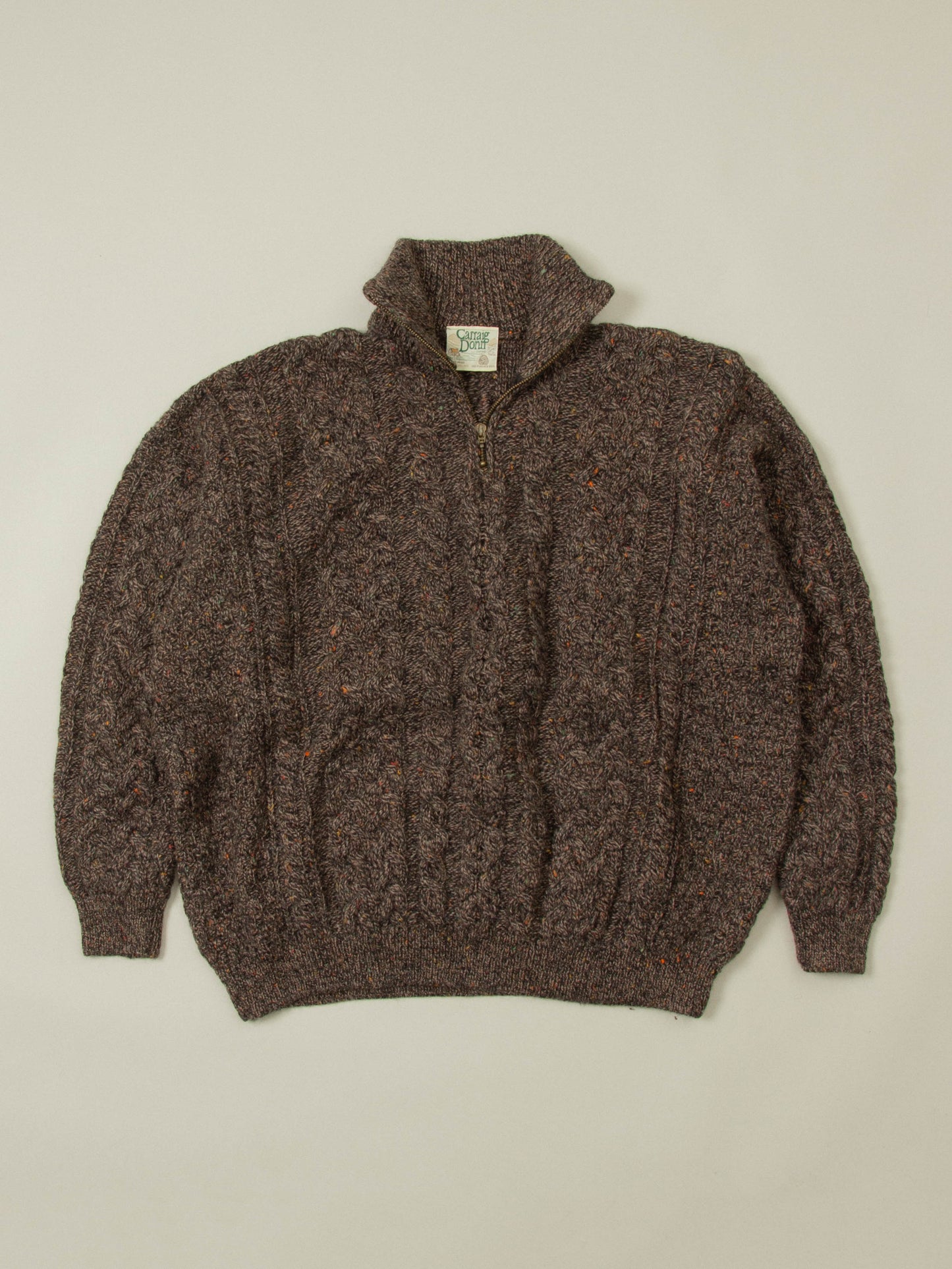 Vtg 1980s Half Zip Wool Sweater - Made in Ireland (XL)