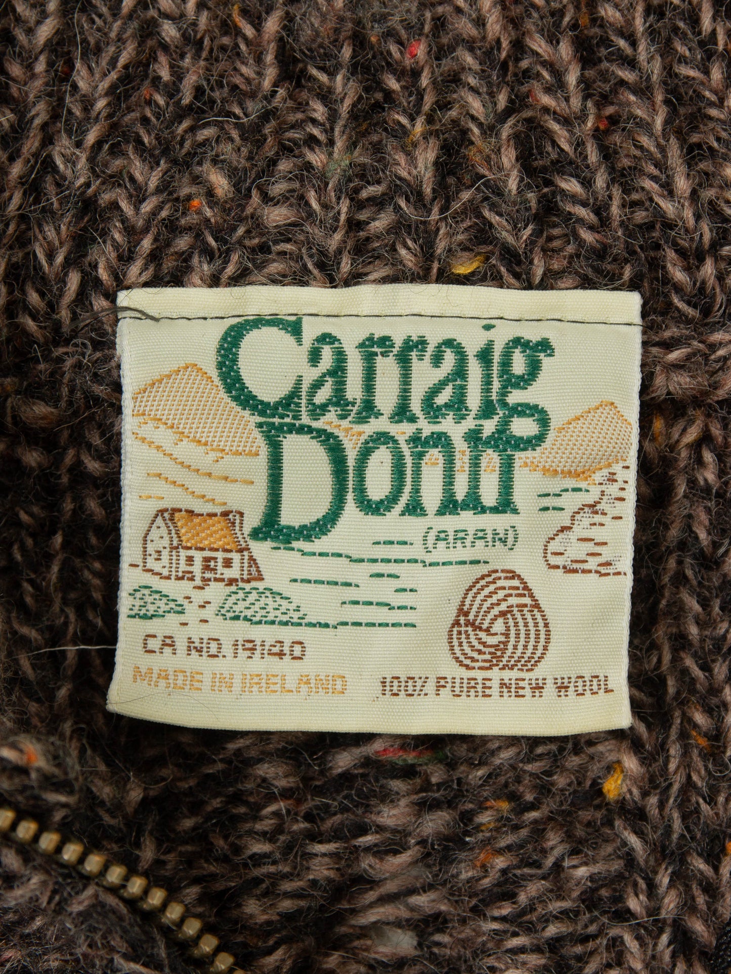 Vtg 1980s Half Zip Wool Sweater - Made in Ireland (XL)