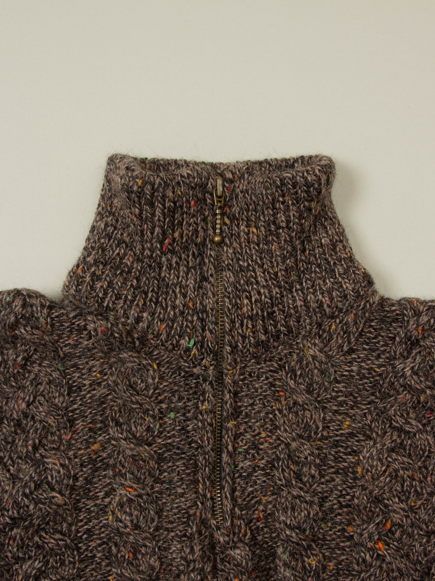 Vtg 1980s Half Zip Wool Sweater - Made in Ireland (XL)