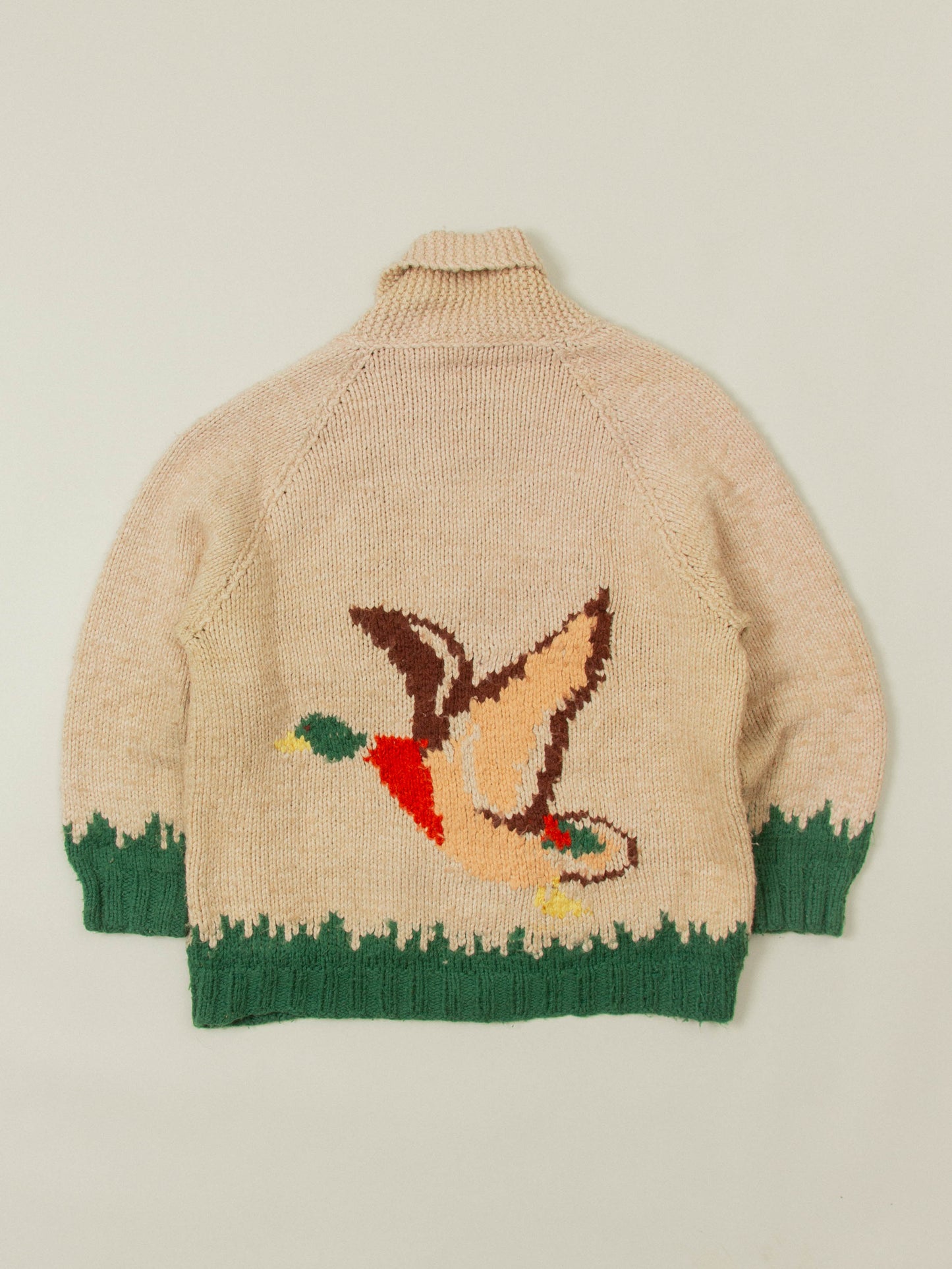 Vtg 1960s Cowichan Wool Hunting Sweater (L)