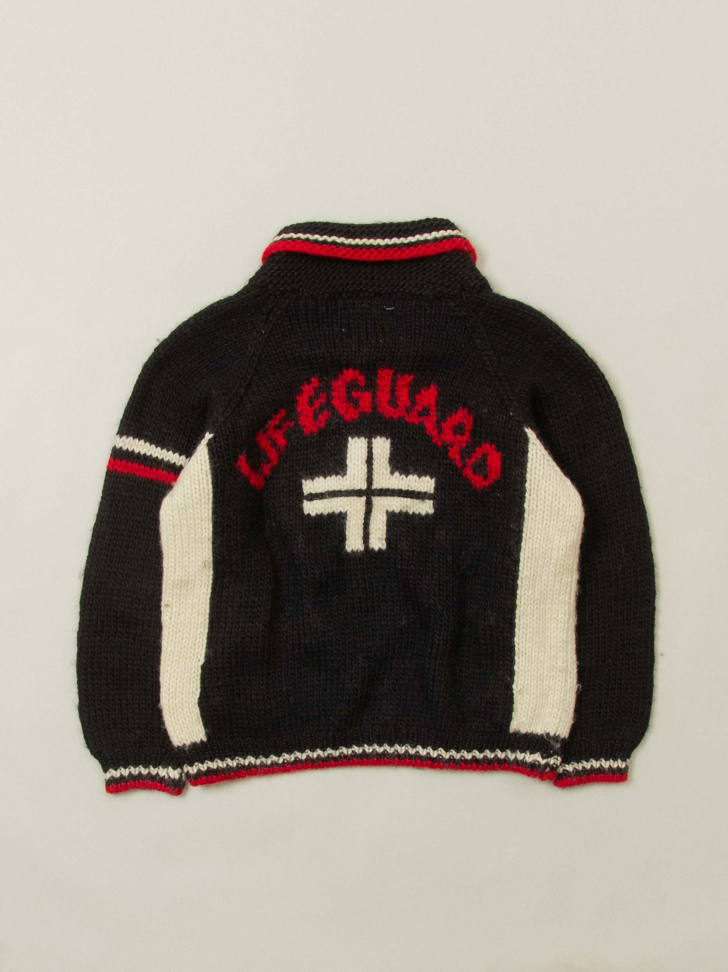 Vtg 1990s Life Guard Wool Knit Raglan Sweater (L)